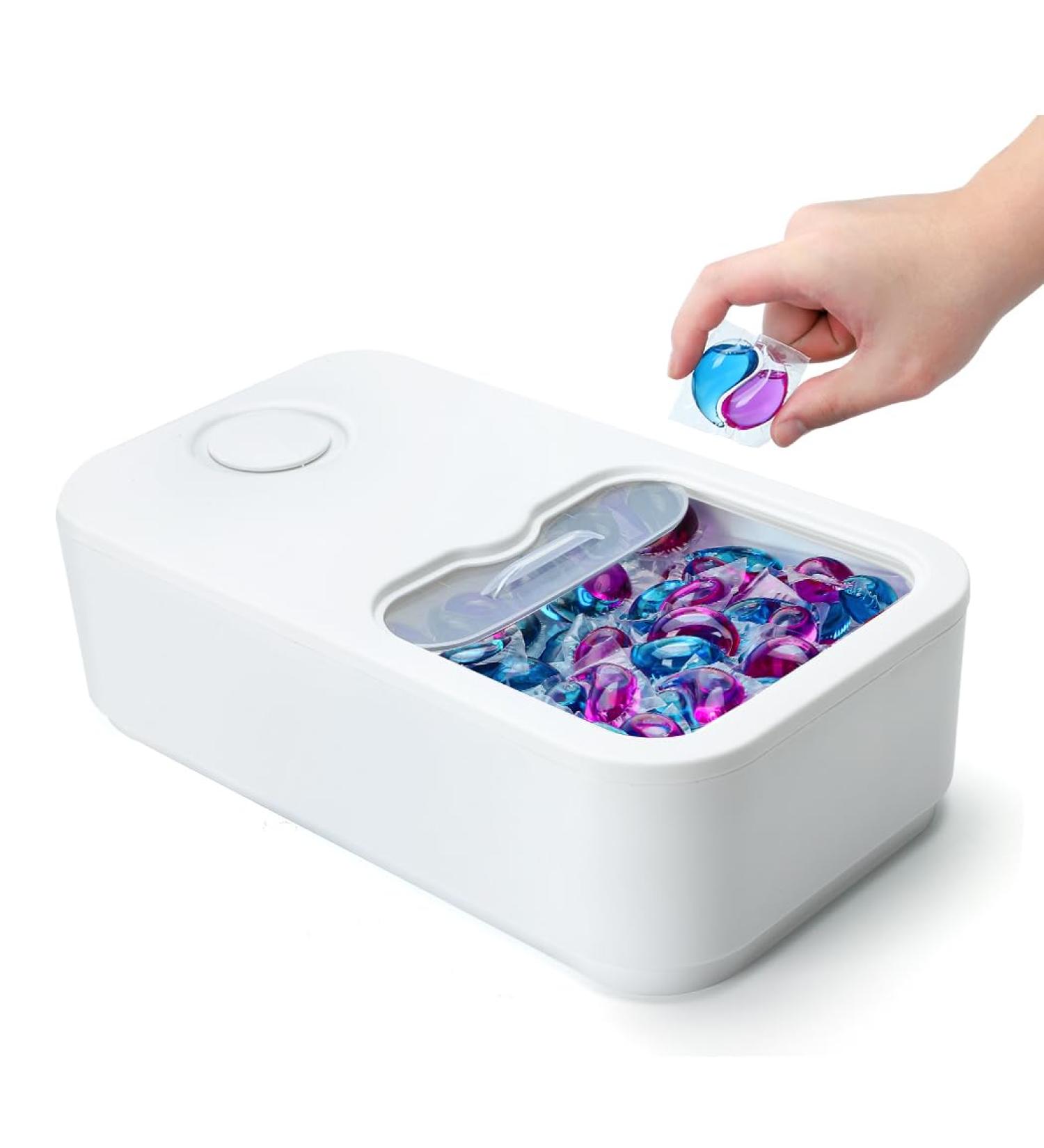 Tokokimo Large Laundry Basket & Detergent Storage Container - Sliding Cover Organizes 90-100 Clothes Ideal for Laundry Room | White - Buy Online on GoSupps.com