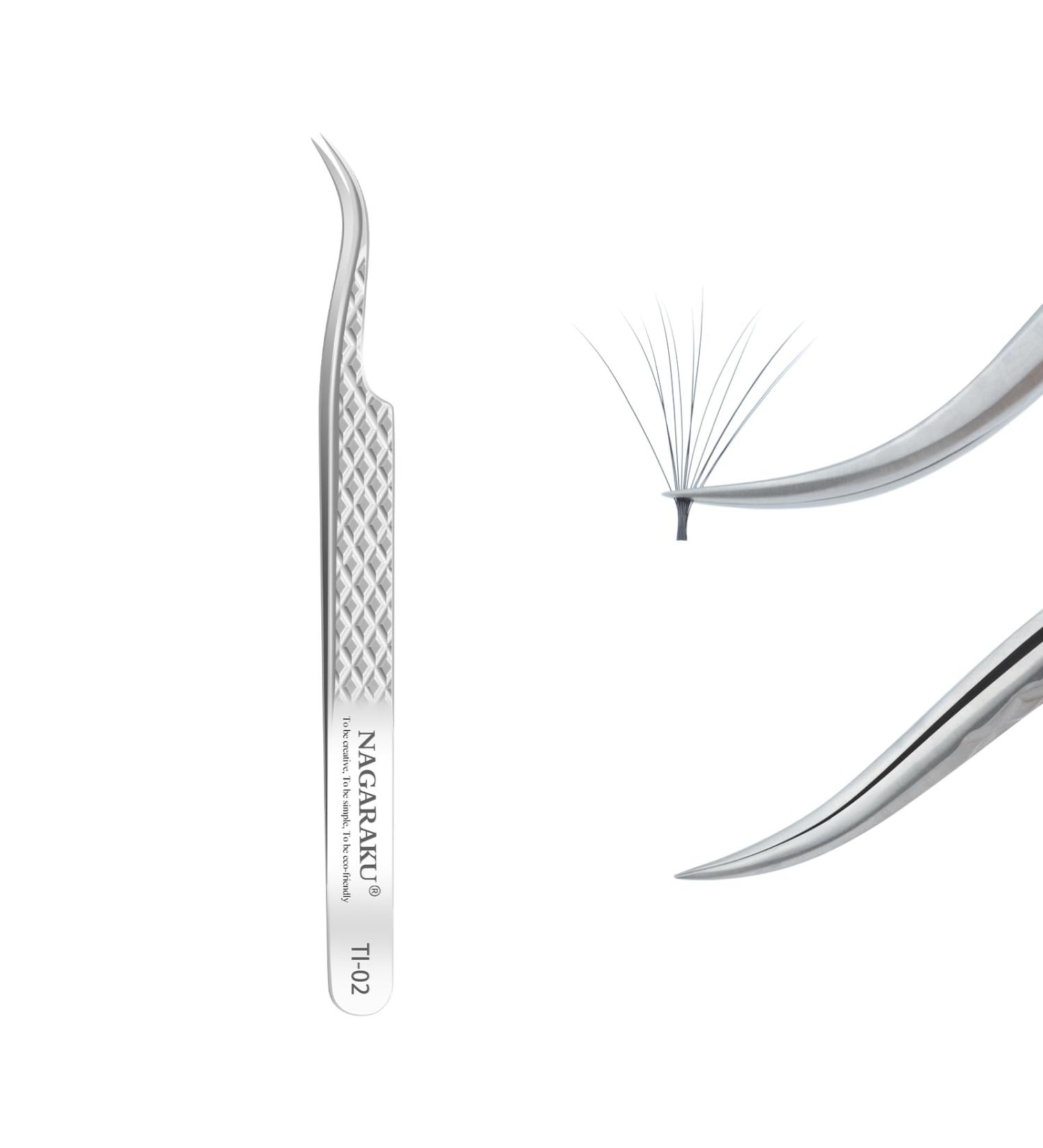 Nagaraku Titanium Alloy Eyelash Extension Tweezers - Professional Precision Ultra-Light Easy Fanning | Ti-02 - Buy Online on GoSupps.com