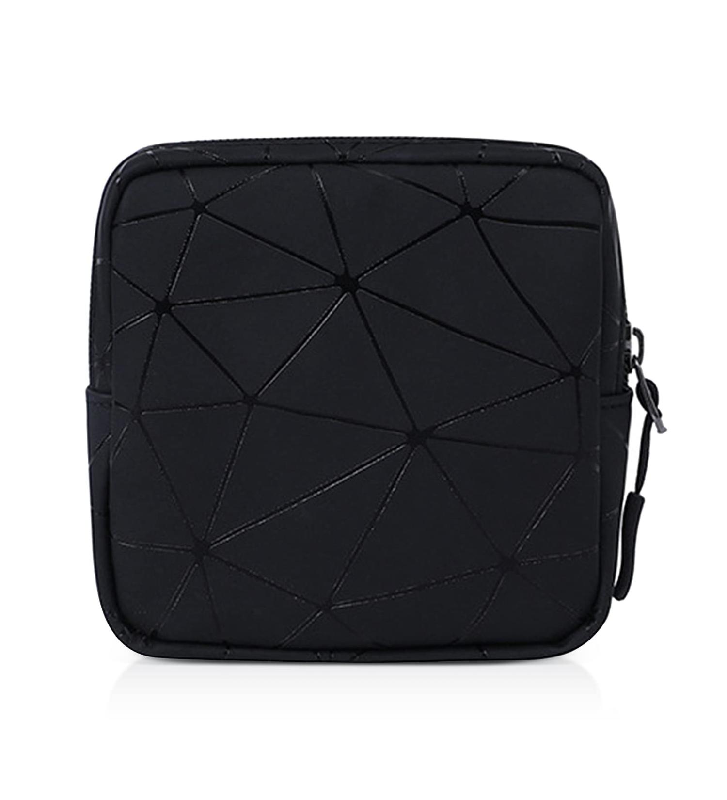 Portable Waterproof Sanitary Napkin Storage Bag - Black Leather Menstrual Cup Pouch for Teen Girls & Women - Buy Online on GoSupps.com