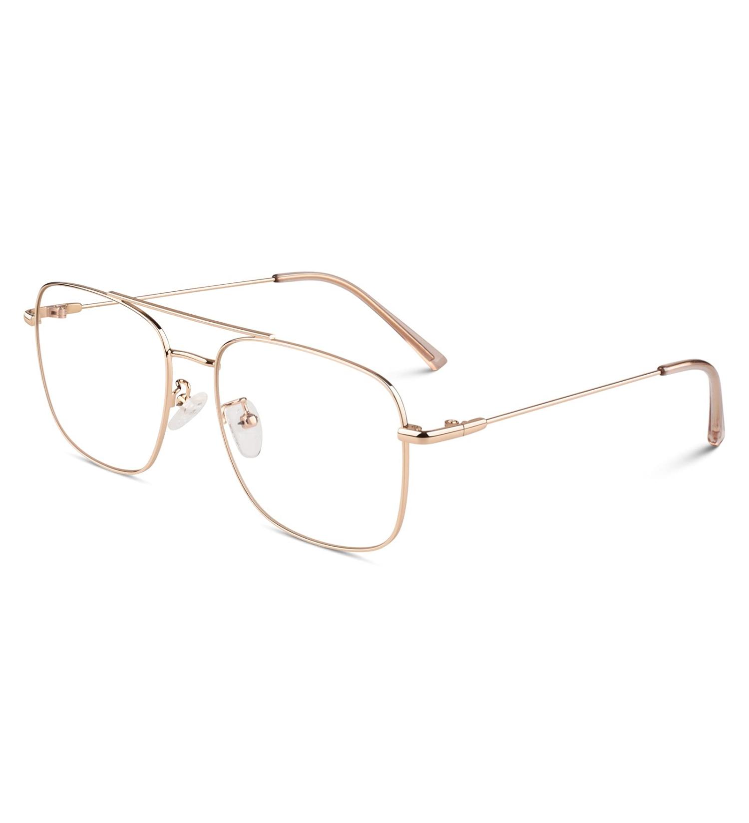GQUEEN Pilot Style Fake Glasses - Retro Metal Frame UV400 for Men & Women | Non-Prescription Fashion Eyewear - Buy Online on GoSupps.com