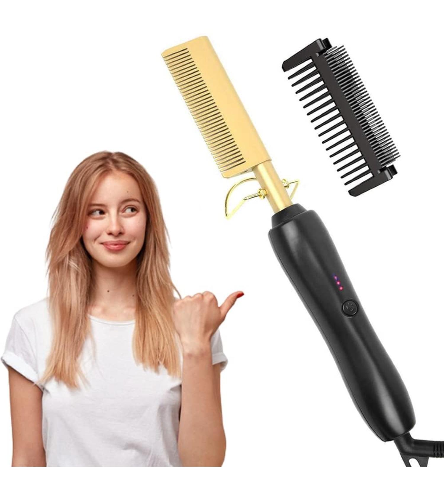 Barley Direct Ceramic Hair Comb - Portable Travel Straightener with 3 Temperature Settings - Multifunction Afro Comb for All - Buy Online on GoSupps.com
