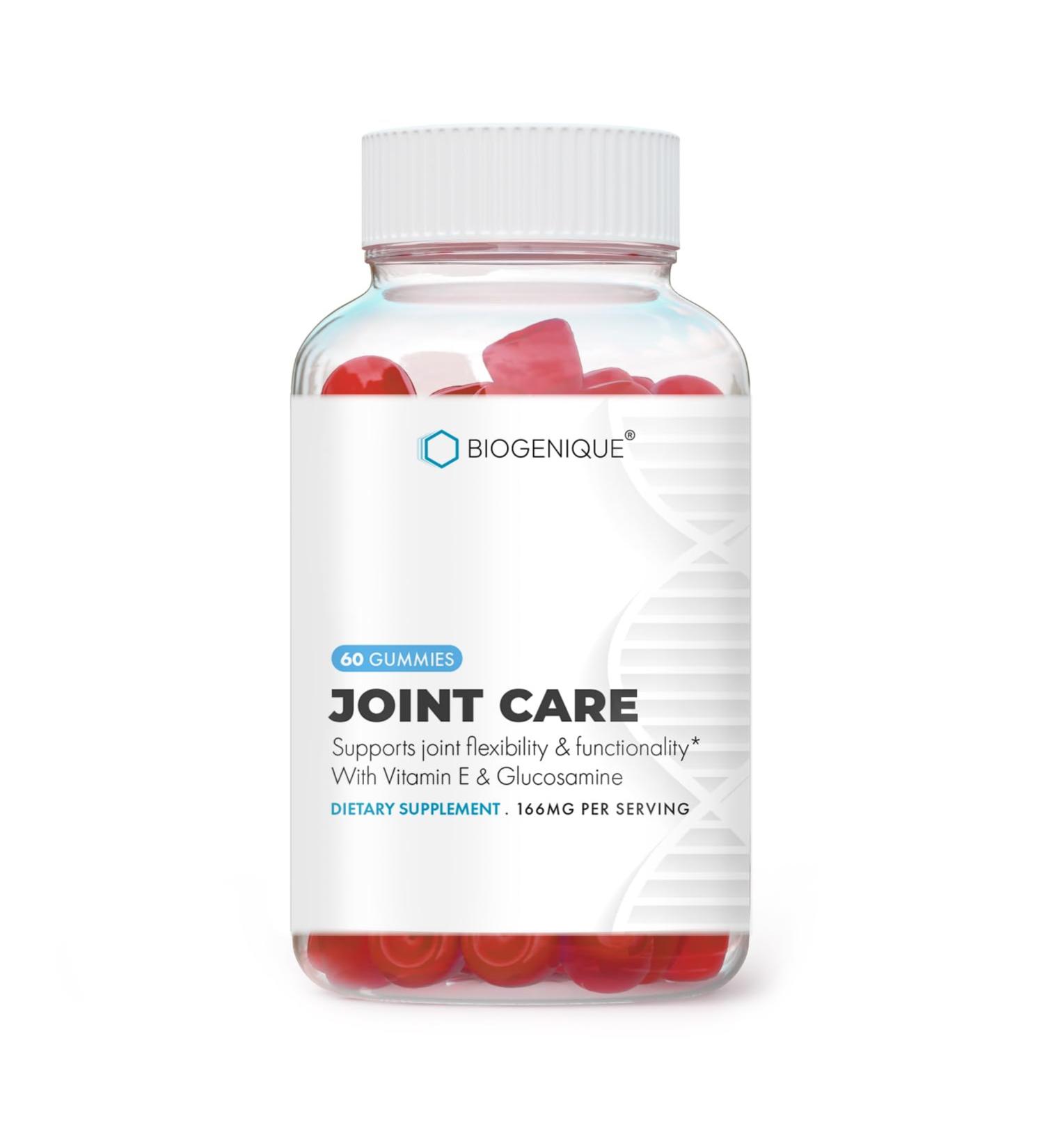 Glucosamine Gummies with Vitamin E - Joint Support Supplement | High Potency Antioxidant & Anti-Inflammatory | 60 Non-GMO Gluten-Free Raspberry Gummies - Buy Online on GoSupps.com