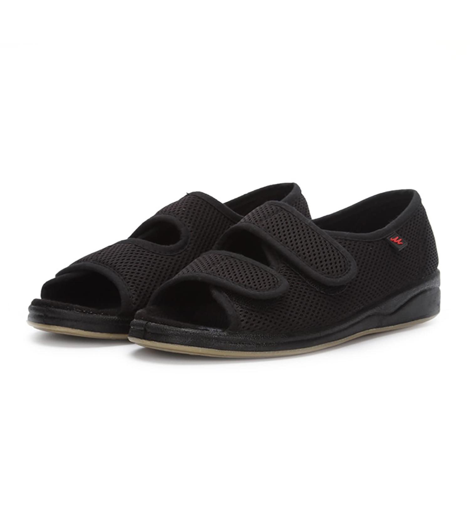 Women's Wide Width Diabetic Sandals with Adjustable Closure for Swollen Feet - Black, Size 9 - Buy Online on GoSupps.com