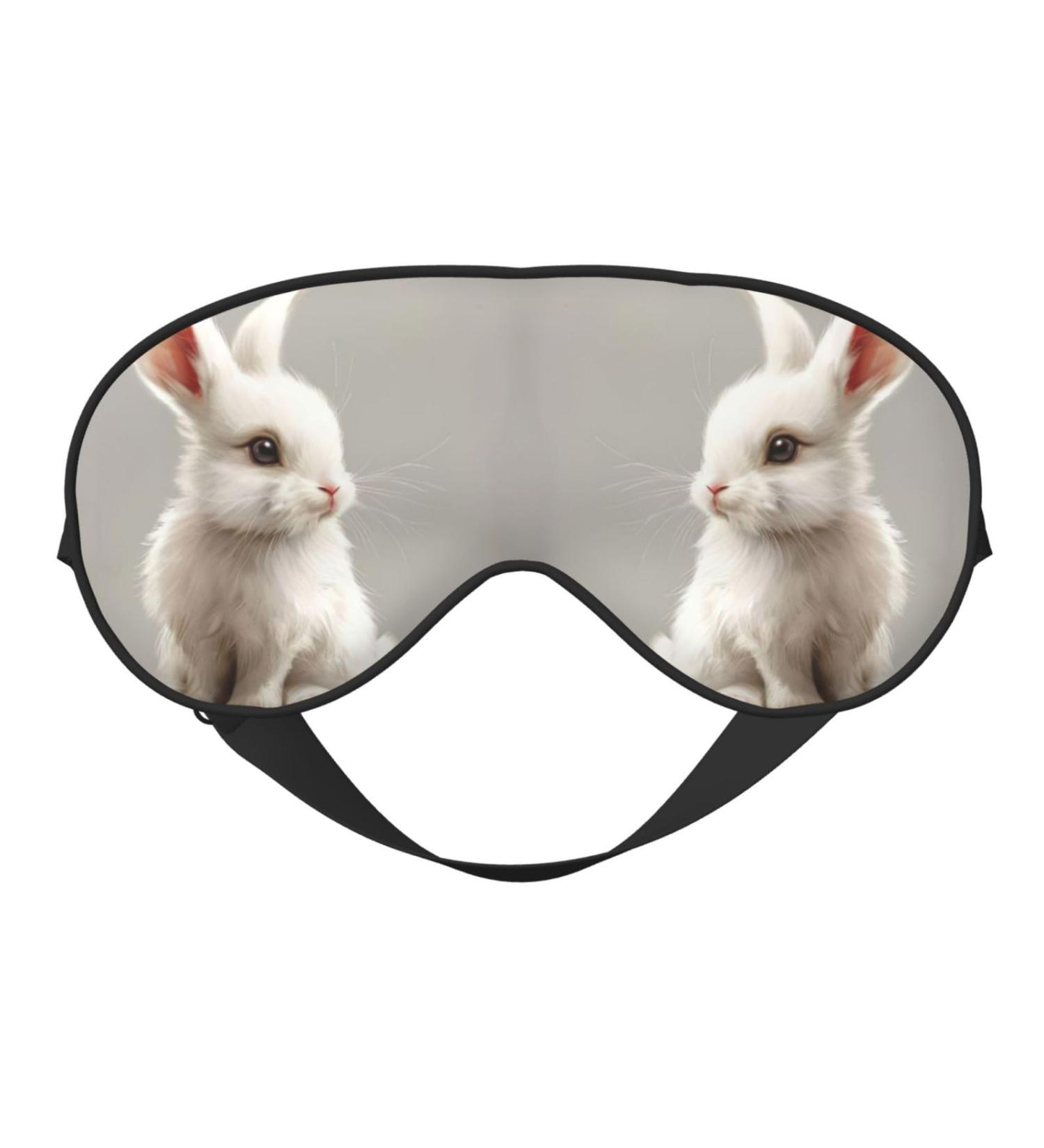 Cute White Rabbit Print Eye Mask | Adjustable Blackout Sleep Mask for Men & Women | Perfect Sleep Aid - Buy Online on GoSupps.com