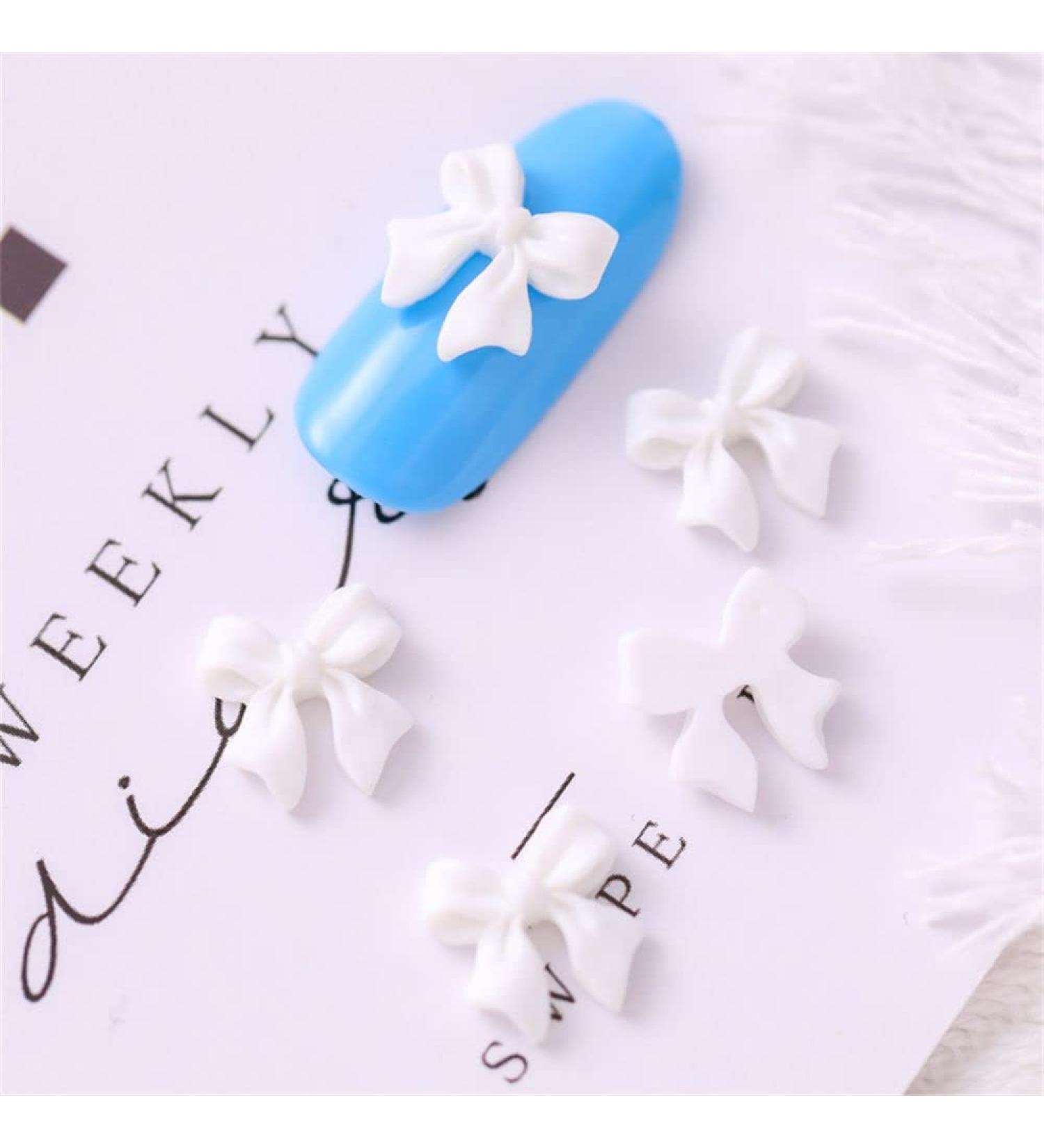 & Health Resin Nail Jewelry Ornaments Rhinestone Nail Art Mini Bow Nail Jewelry Nail Art Decorations Nail Bow Ties Manicure Accessories(white) - Buy Online on GoSupps.com