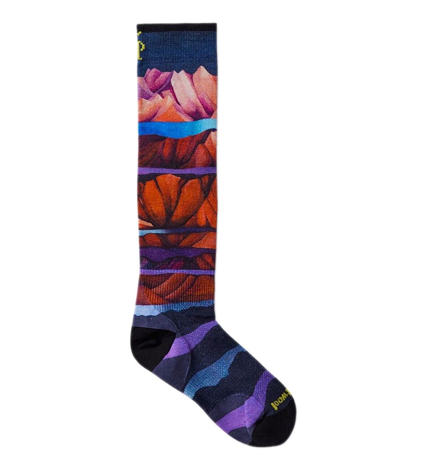 Smartwool Performance Ski Zero Cushion Mountain Print OTC Sock - Kids' Deep Navy Large