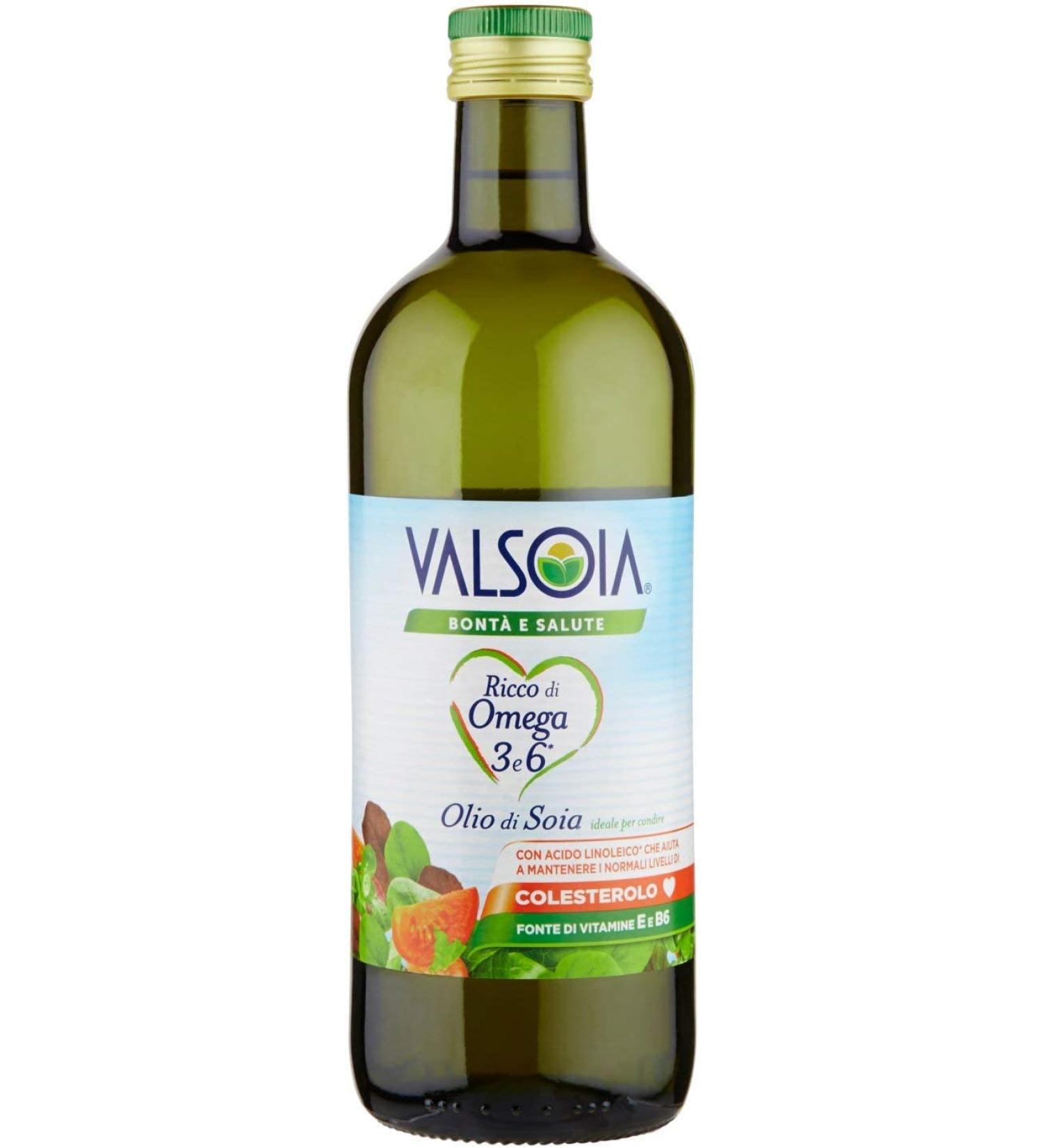  Valsoia Set of 6 Valsoia Olio di Soia soybean oil bottles rich in fatty acids gluten-free rich in Omega 3 and Omega 6 in 1L glass bottles - Buy Online on GoSupps.com