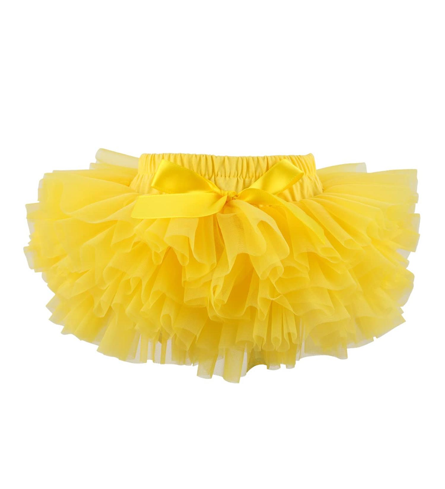 Hoolchean Baby Girls Fluffy Tutu Skirt with Diaper Cover Bloomer - Yellow (1-2 Years) - Buy Online on GoSupps.com