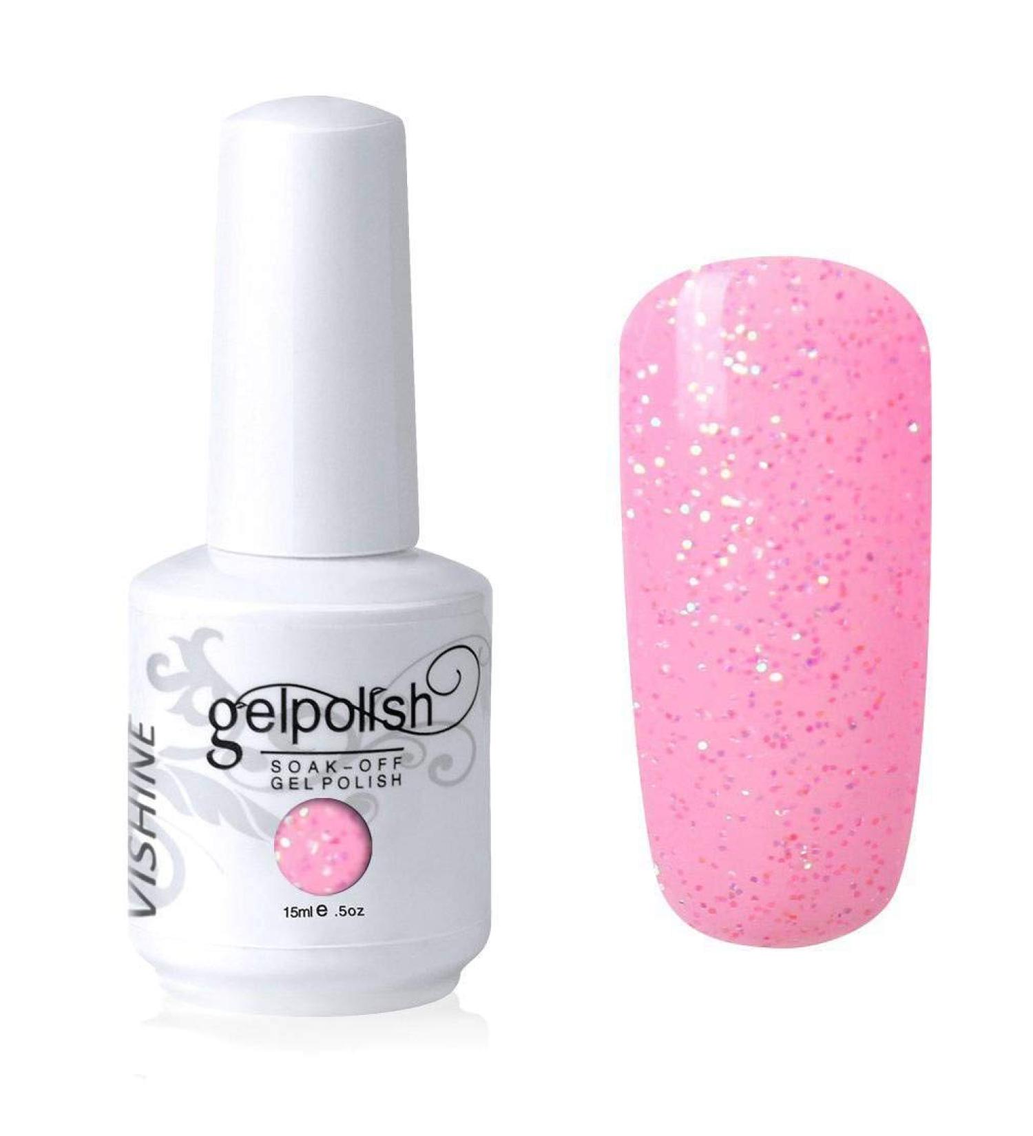 Vishine Nail Salon UV Manicure Polish Soak Off Gel Polish Nail Art Glittet Light Pink(710) #710 - Buy Online on GoSupps.com