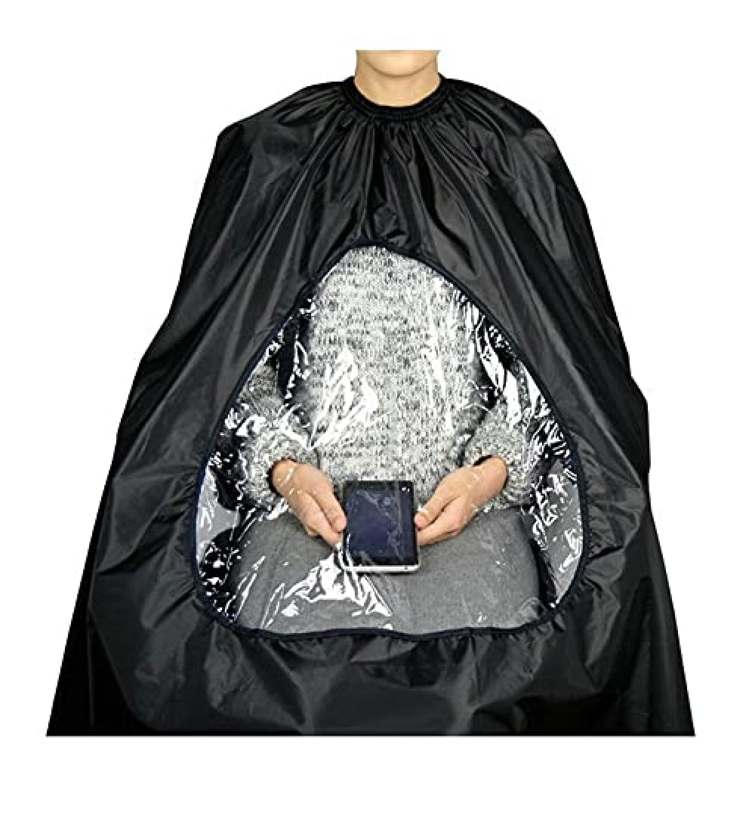 Green-Estetica Professional Barber Cape for Hair Cutting - Black | Water & Stain Resistant Salon Cape with See-Through Window & Adjustable Neck Closure for Men & Women - Buy Online on GoSupps.com