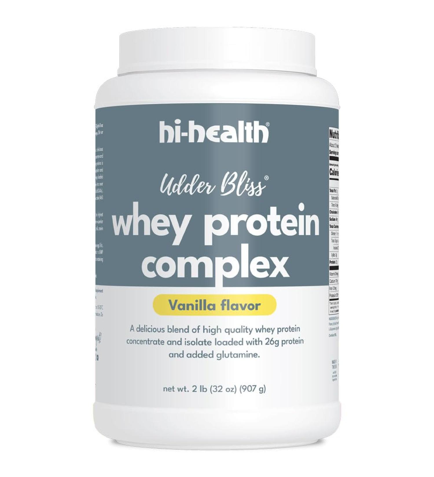 Buy Udder Bliss Whey Protein Complex Powder - Bioavailable Vanilla Protein with Glutamine (2 lbs) | Best International Shipping - Buy Online on GoSupps.com