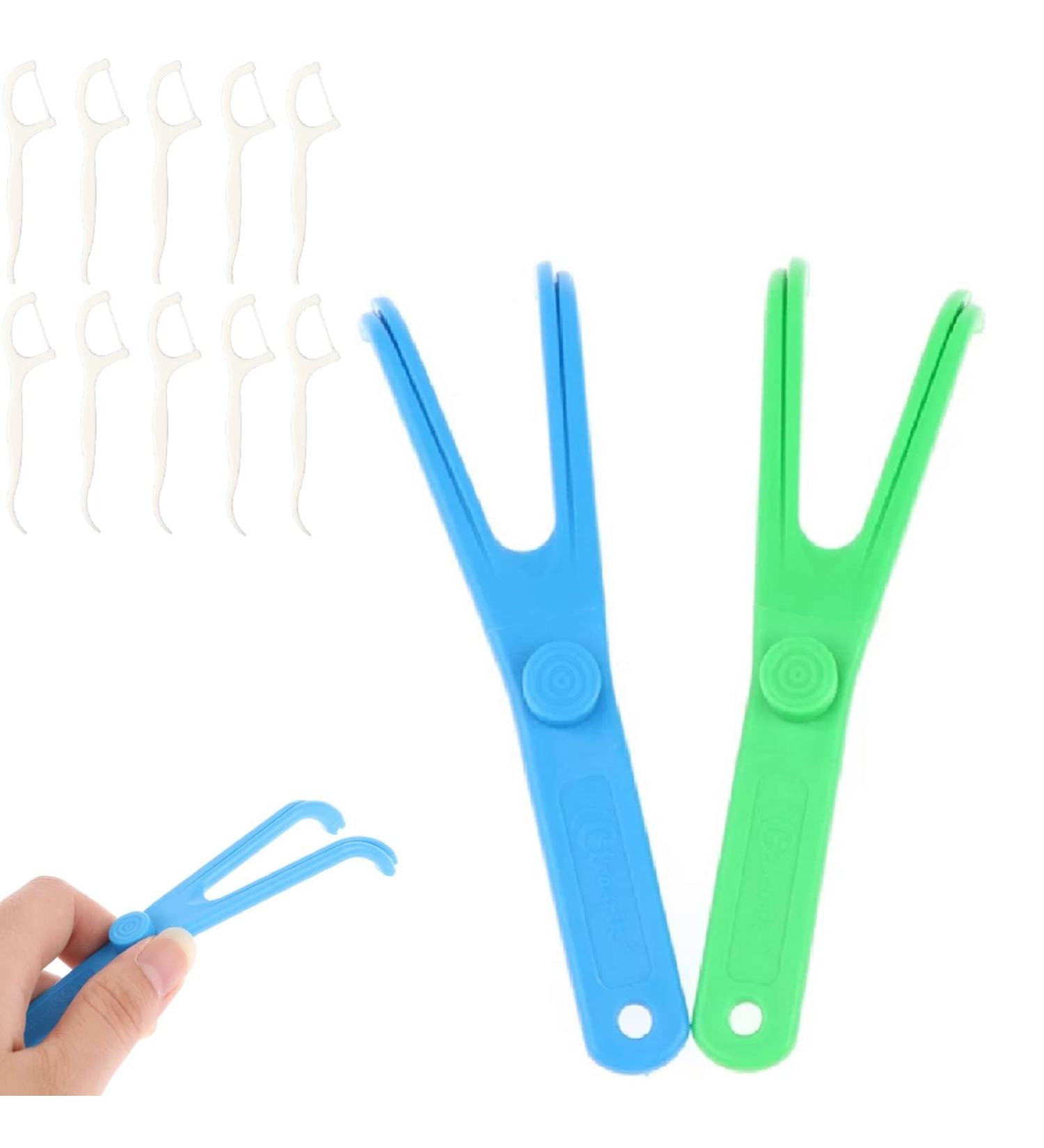 Reusable Dental Floss Holder Set - 2 Dental Silk Holders & 10 Floss Picks | Ideal for Home Travel & Hotels - Buy Online on GoSupps.com