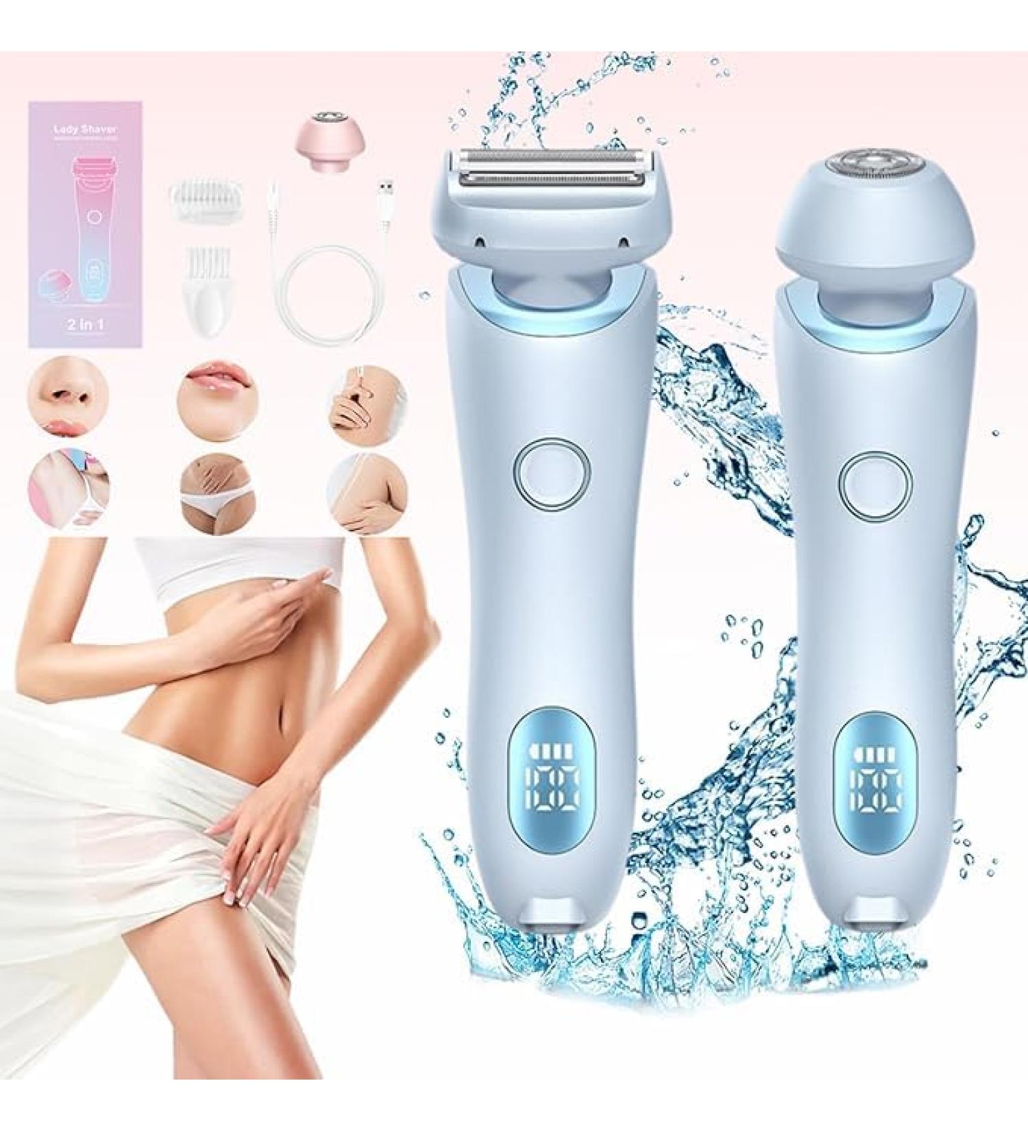 Duskofficial Razor Duskofficial The Glide Pro 3.0 Waterproof Electric Razor Painless Hair Removal Removable Head 2 in 1 Electric Shaver Razors for Women Wet & Dry (Blue) - Buy Online on GoSupps.com