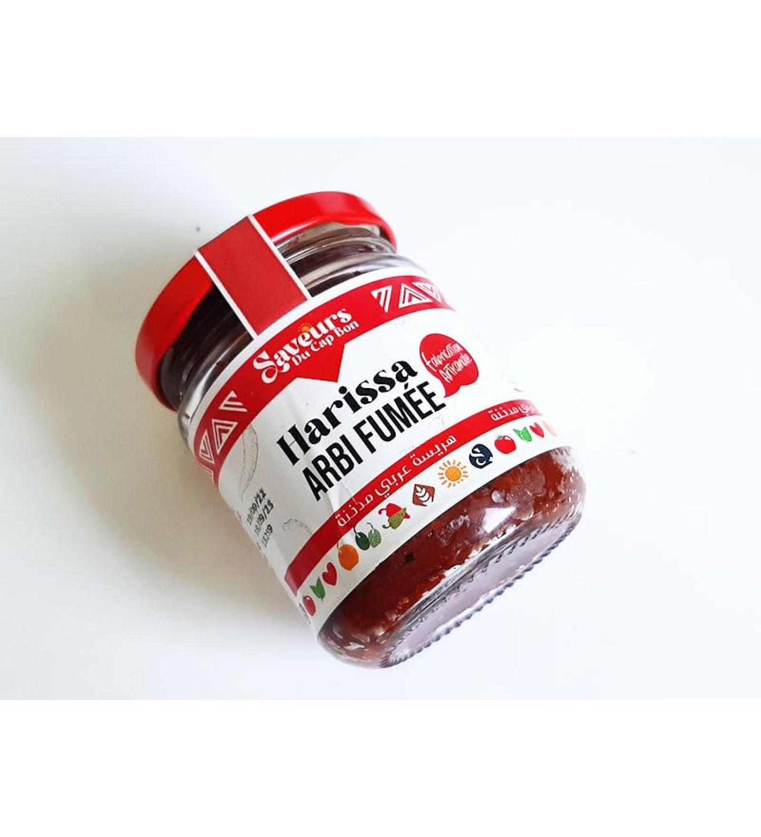 Harissa Arbi Tunisienne with Tunisian Wood Burners - 100% Natural Artisan - with Olive Oil Dried Peppers Garlic Coriander Caraway - Glass Jar 180g - Preservative Free - Buy Online on GoSupps.com