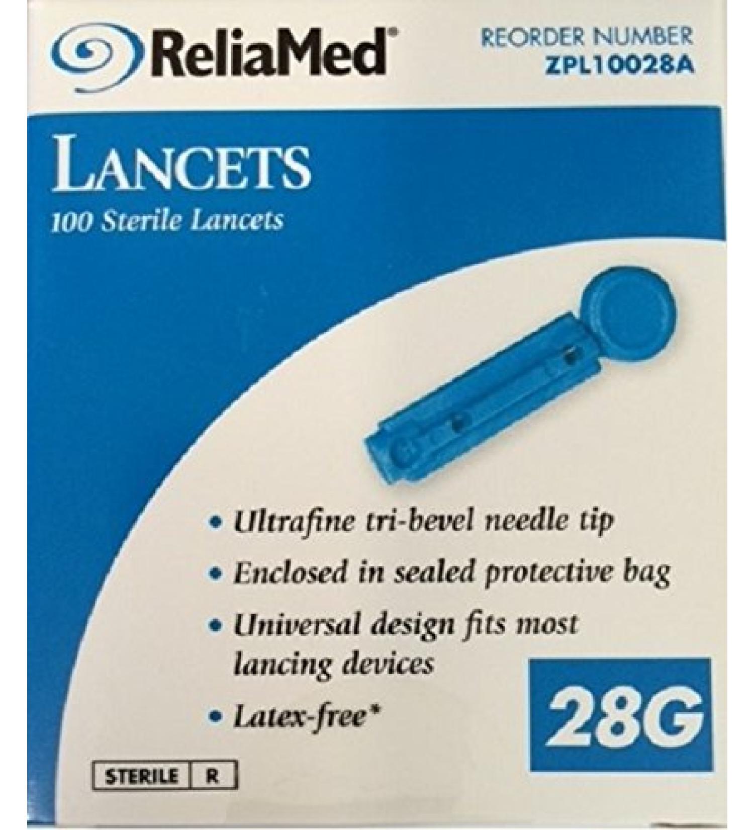 Reliamed Safety Seal Lancets 28g 100 per box - Item - ZPL10028A