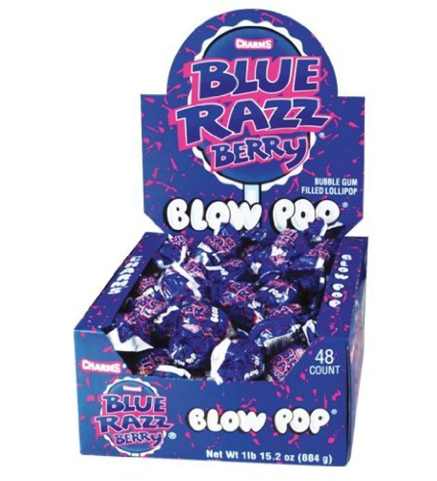 Charms Blow Pops Blue Razz Berry Flavor 48 Count - Delicious Lollipop Candy Pack - Buy Online on GoSupps.com