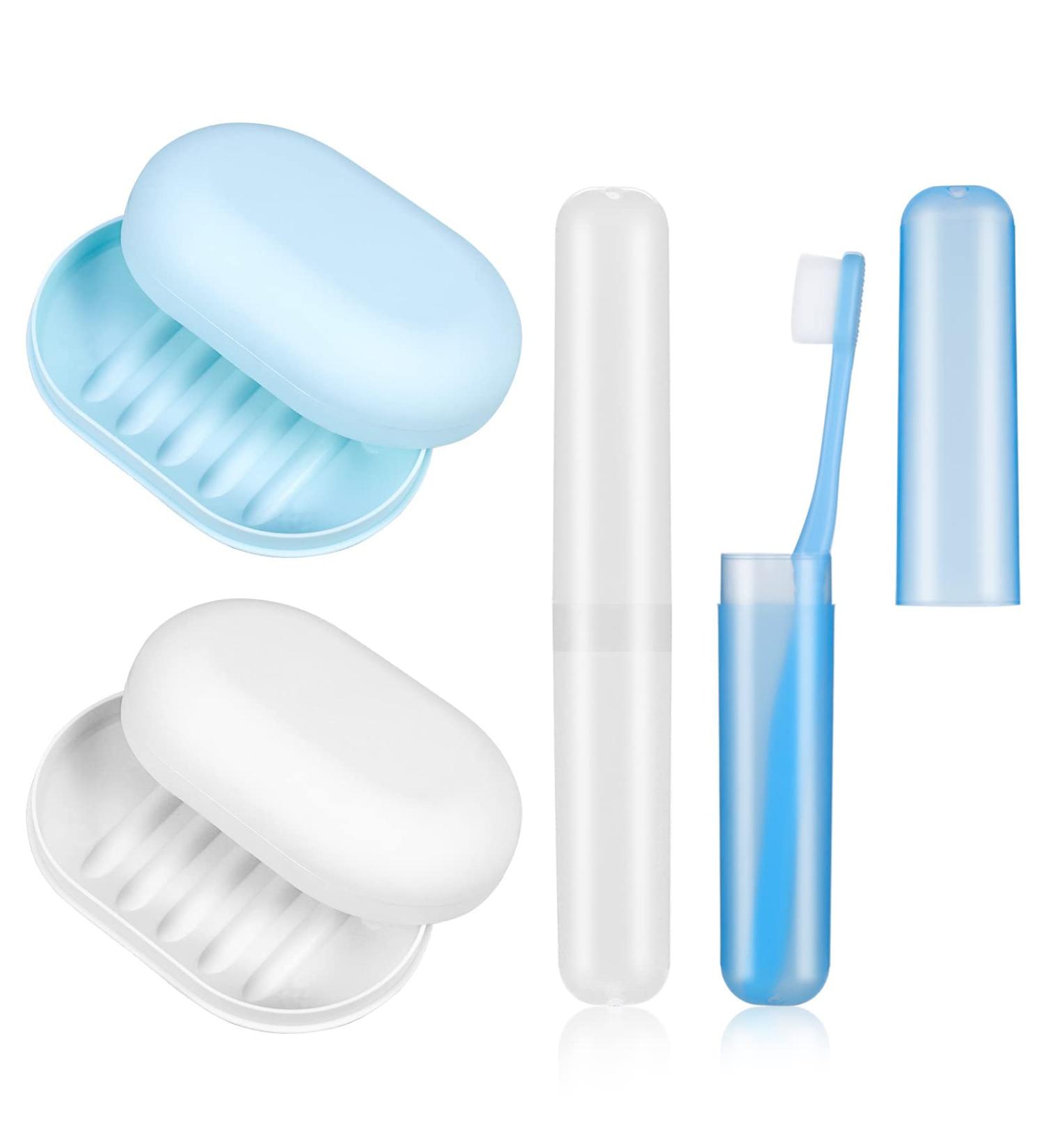 Redzep Travel Soap Set - 4 PCS Toothbrushes & Case Ideal for Home Travel & Camping - Buy Online on GoSupps.com