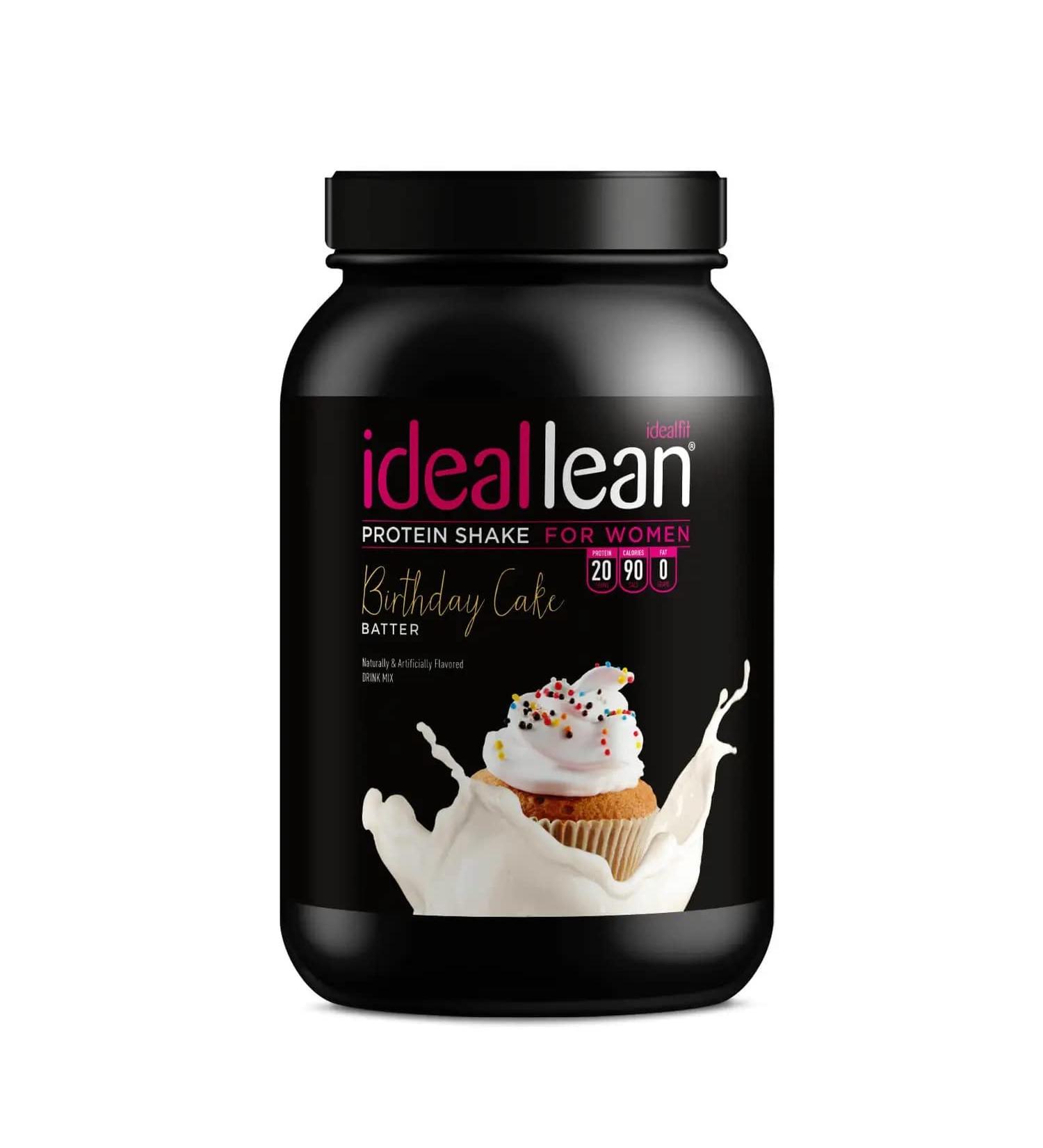 IdealLean Nutritional Protein Powder for Women - 20g Whey Protein Isolate, Supports Weight Loss, Low Carb Shakes with Folic Acid & Vitamin D - Birthday Cake Flavor | 30 Servings - Buy Online on GoSupps.com