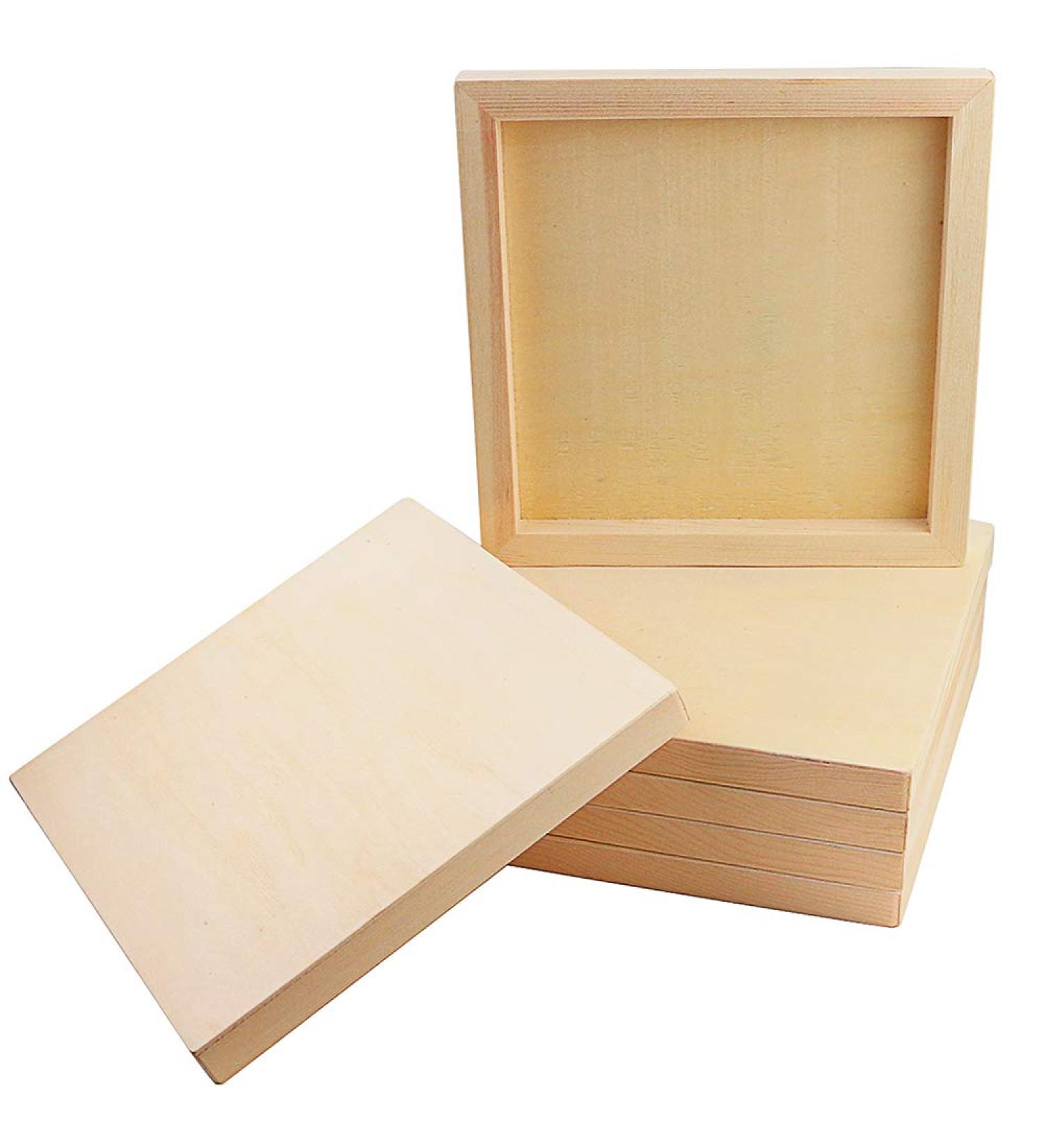 Owevvin 6 Pack 8x8 Inch Unfinished Wood Cradled Canvas Panels for Painting, Drawing, and DIY Crafts - Buy Online on GoSupps.com