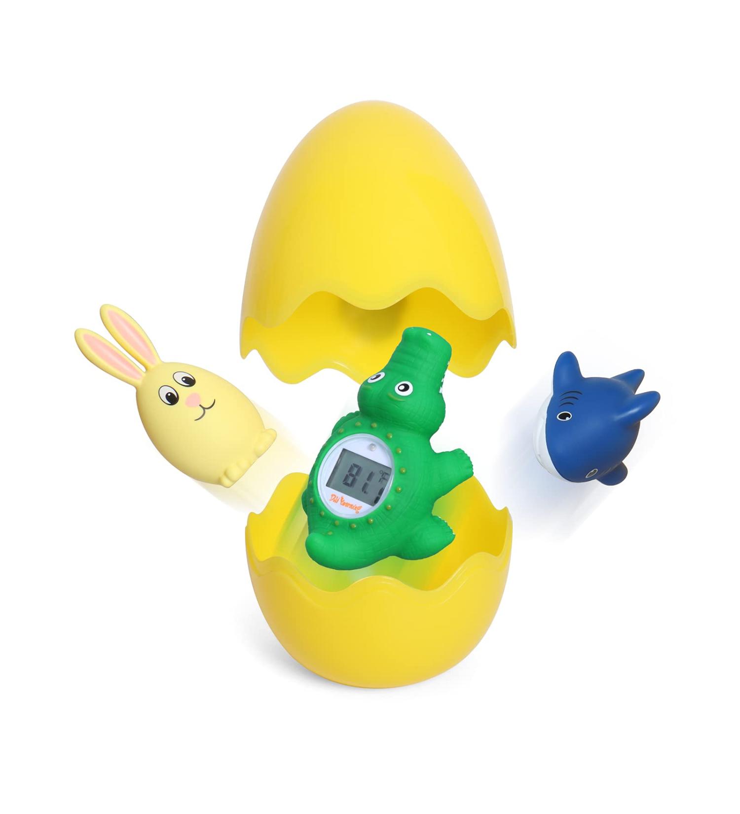 Doli Alligator Baby Bath Thermometer & Toy | Novelty Shower Favor for Infants & Toddlers | Yellow Squirting & Squeaking Toy - Buy Online on GoSupps.com