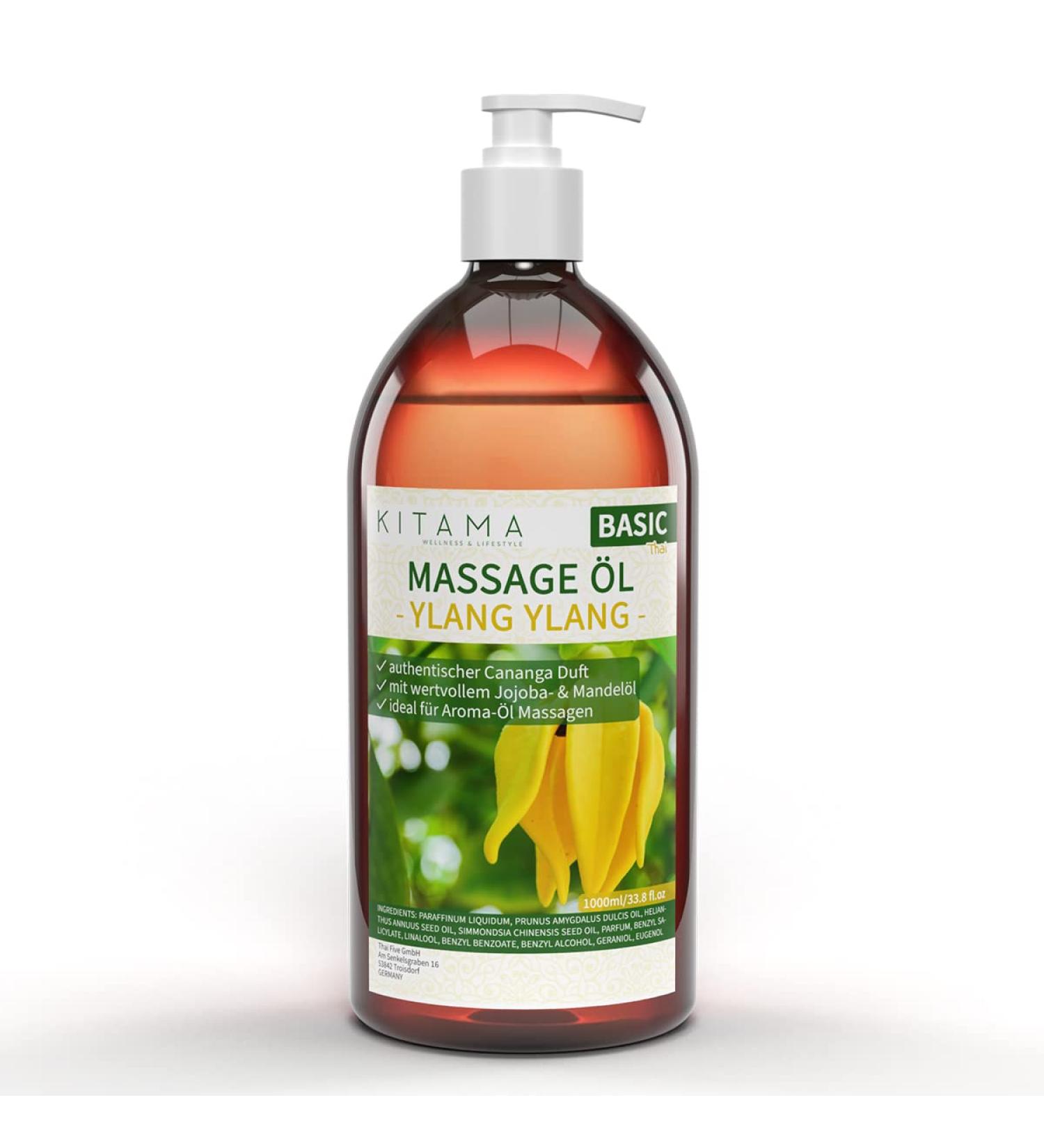 Kitama Ylang Ylang Massage Oil - 1000ml Nourishing Aroma Body Oil for Relaxation - Thai Care Oil for Massages - Buy Online on GoSupps.com