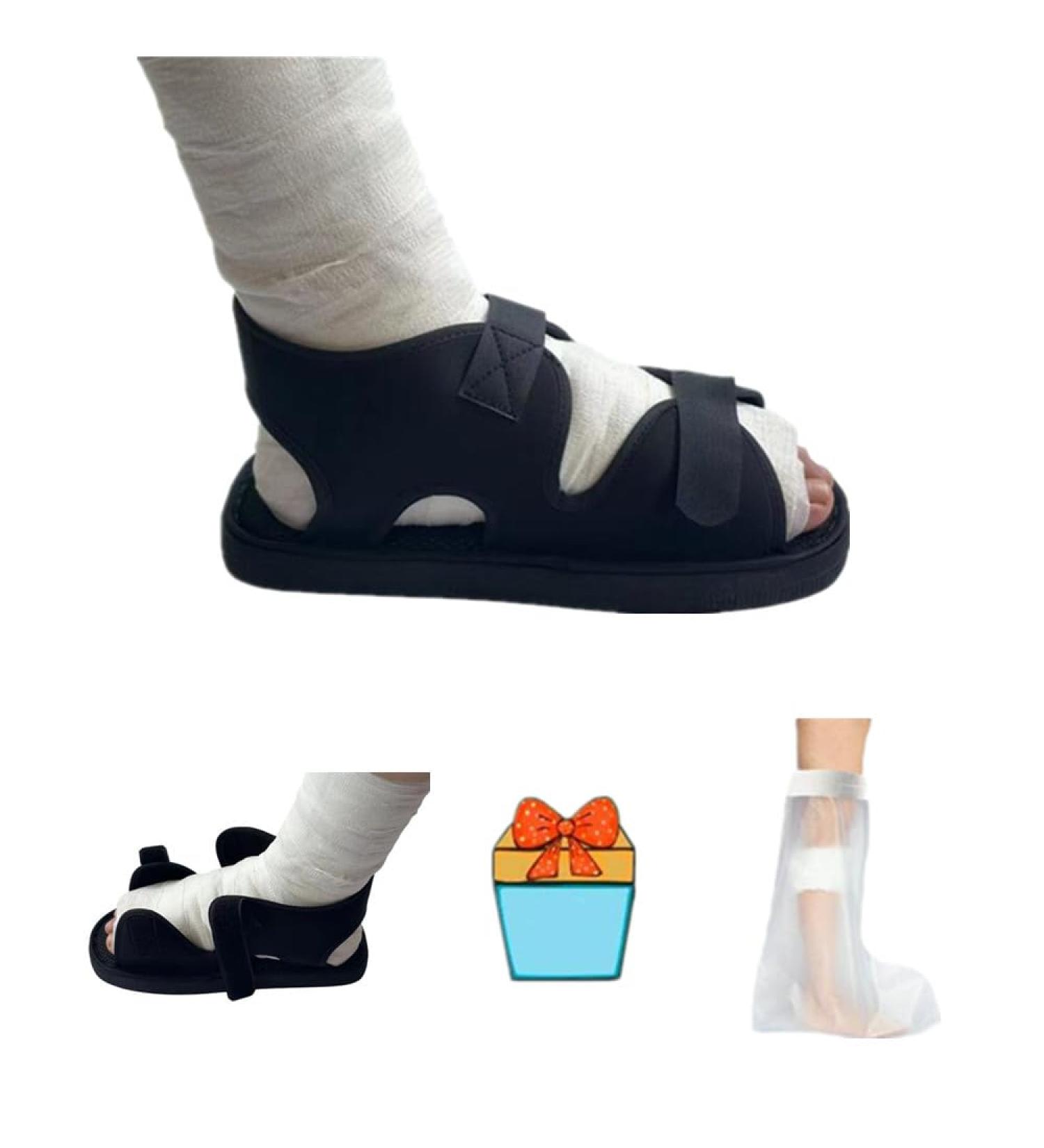 Post Op Shoe | Waterproof Recovery Plaster Shoe | Unisex Adjustable Lightweight Cast Cover | Small Black - Buy Online on GoSupps.com
