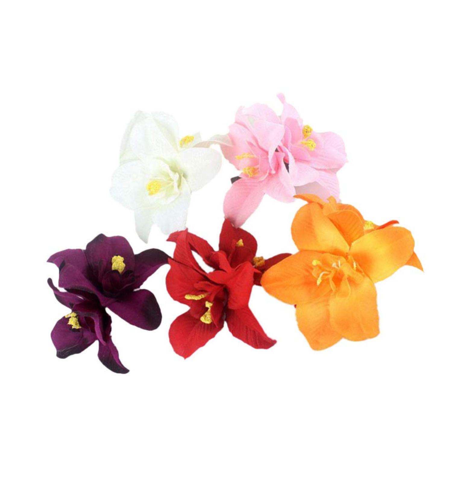Buy Artificial Hawaii Plumeria Hibiscus Hairpins | 5-Piece Orchid Bobby Pin Set for Women & Girls - Buy Online on GoSupps.com
