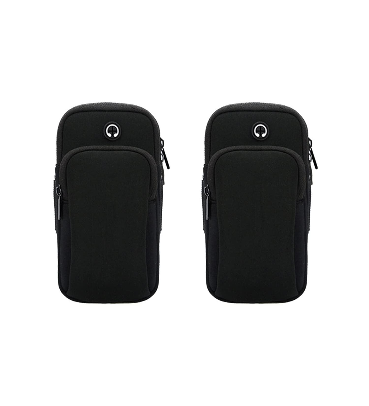 2-Pack Mobile Phone Bracelet & Sports Bag for Running - Outdoor Fitness Pocket with Headphone Connection (Black) - Buy Online on GoSupps.com