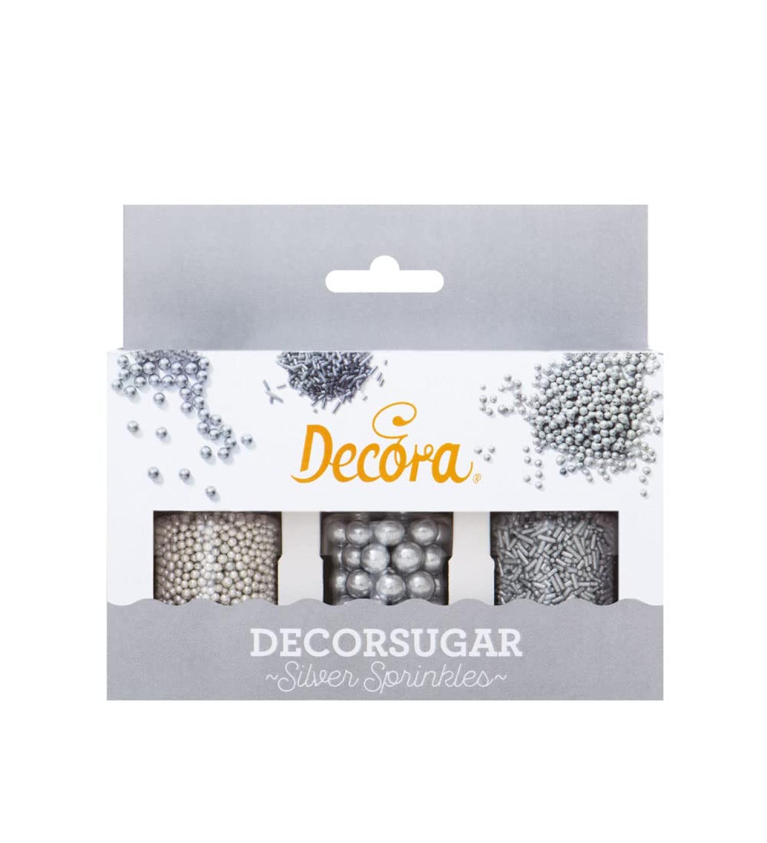 Decora 2082103 Silver Nonpareils & Sugar Sprinkles Set - 85g for Baking & Decorating | International Shipping Available - Buy Online on GoSupps.com