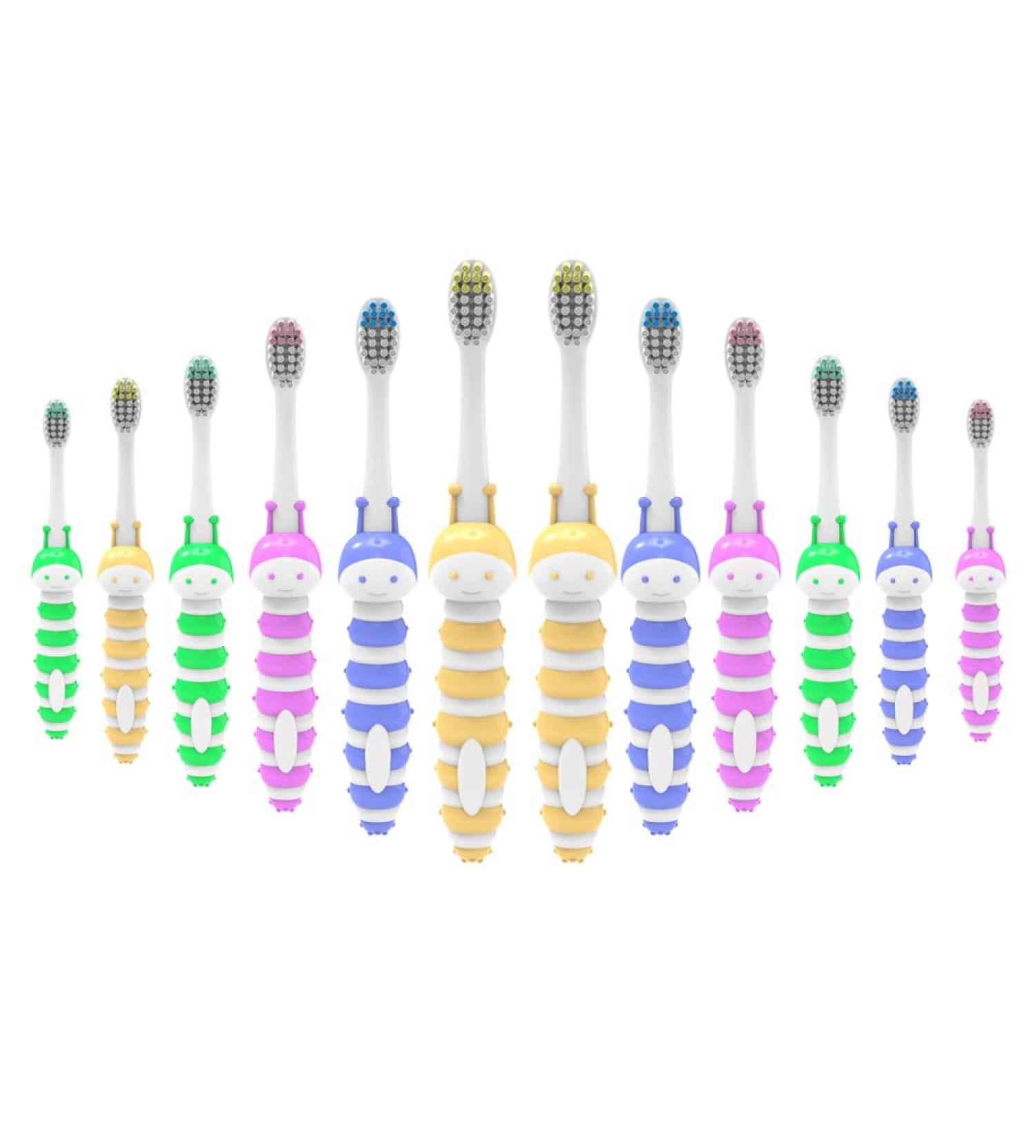 Kids Cartoon Bee Toothbrush - Cute Soft Bristles Individually Wrapped Fun Colors for Toddlers (3-12 Years - Buy Online on GoSupps.com