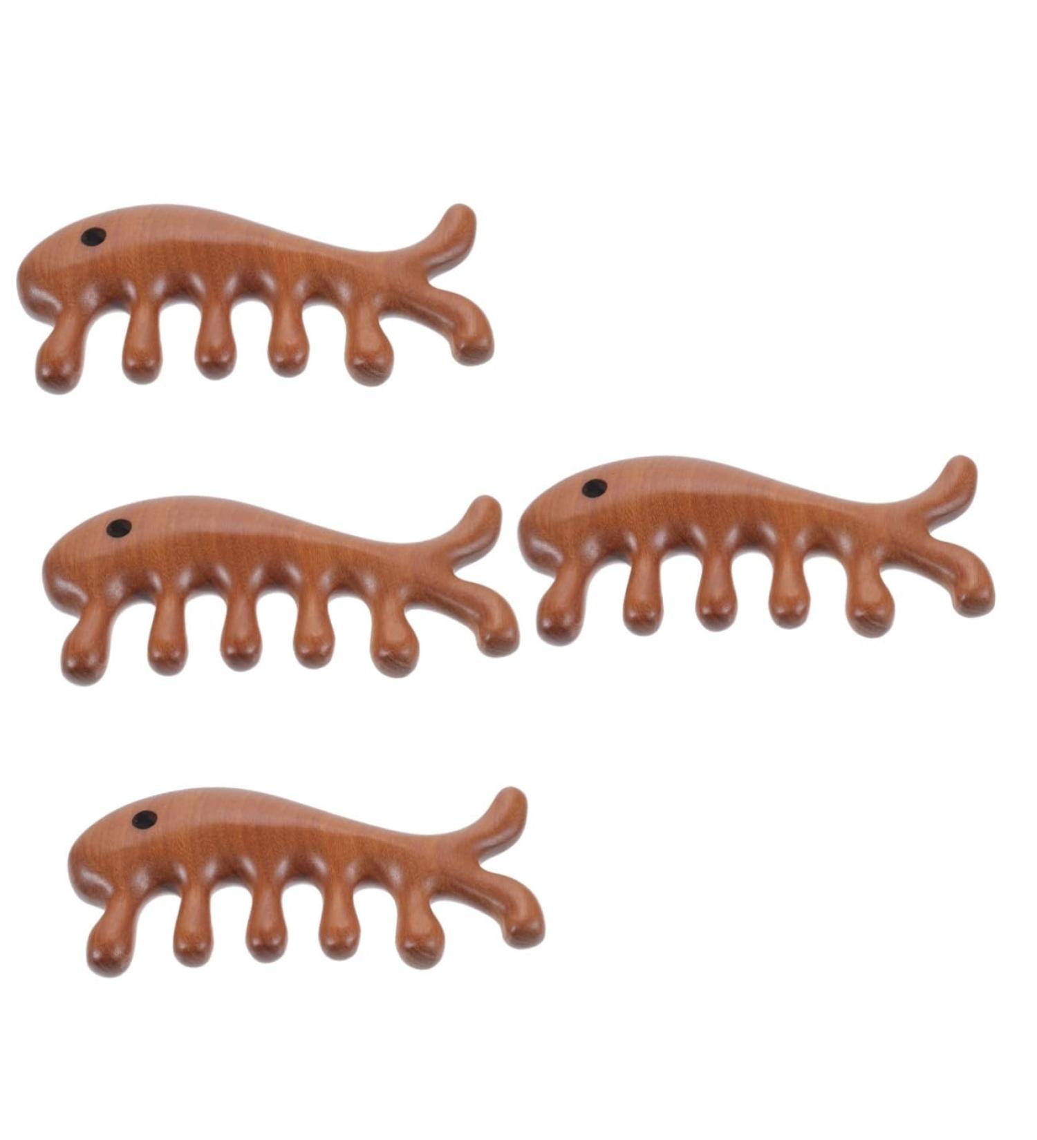 Beavorty 4-Piece Fish-Shaped Massage Comb Set - Jade Wooden Scalp & Face Massage Tools for Women - Buy Online on GoSupps.com