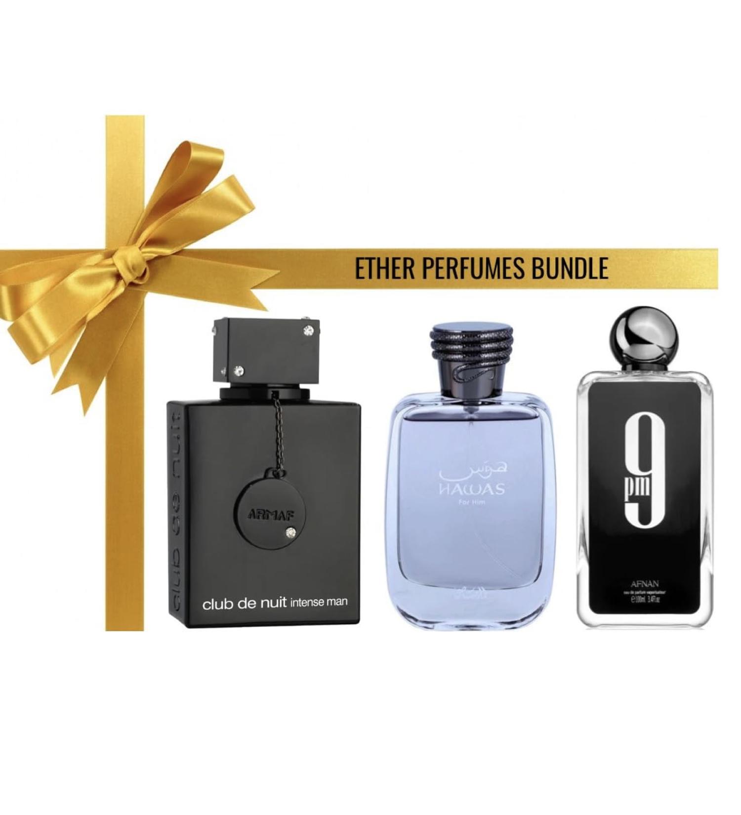 TOP MEN'S Arabic Dubai Perfumes Bundle: Club De Nuit Intense Men + Hawas + 9 PM I Each Regular Full Size 100ml I Specially Bundled & Crafted