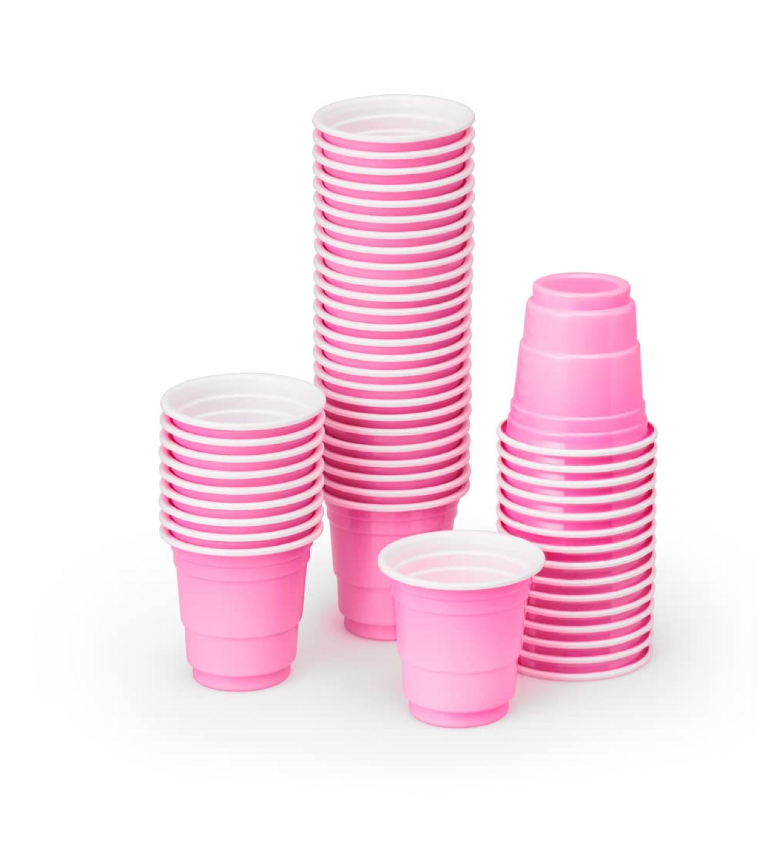 XO Fetti Pink Plastic Shot Glasses - 50 Pack 2 oz Disposable Cups for Bachelorette, Birthday, Baby Shower - Party Decorations and Favors - Buy Online on GoSupps.com