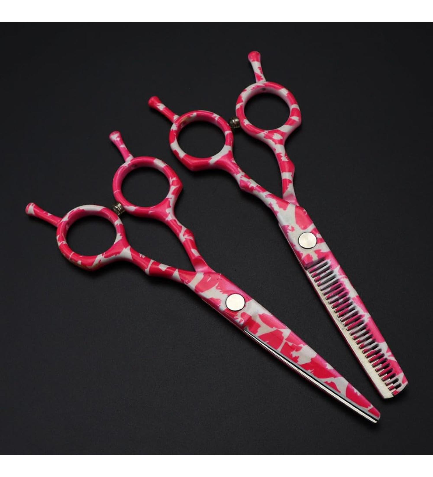 Professional 5.5 Inch Pink Hair Cutting Scissors Set - Steel & Ceramic Thinning Shears for Barbers & Hairdressers | International Shipping Available - Buy Online on GoSupps.com