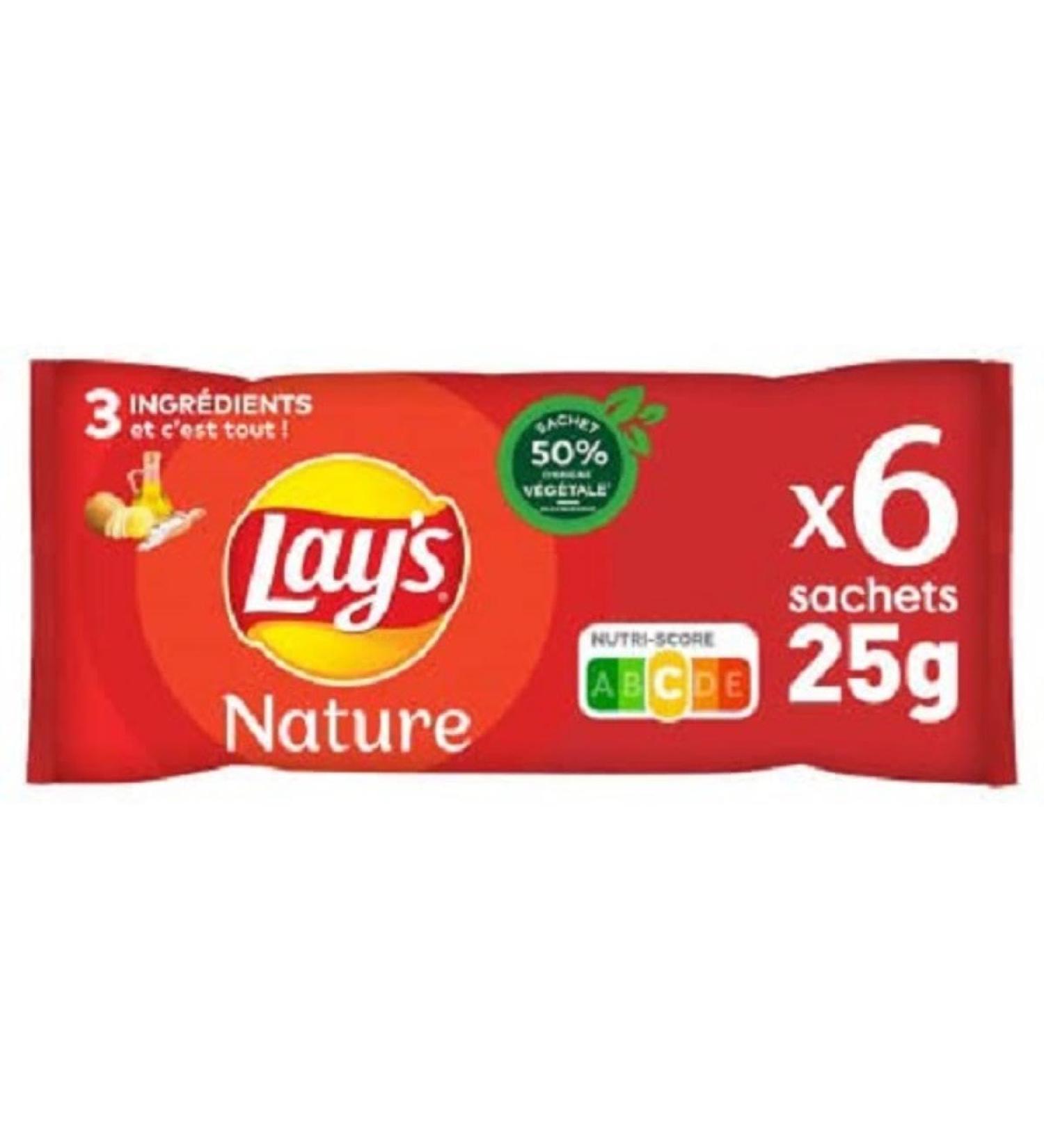 Lay's Chips nature 6 x 25 g - 6 packs of 25g