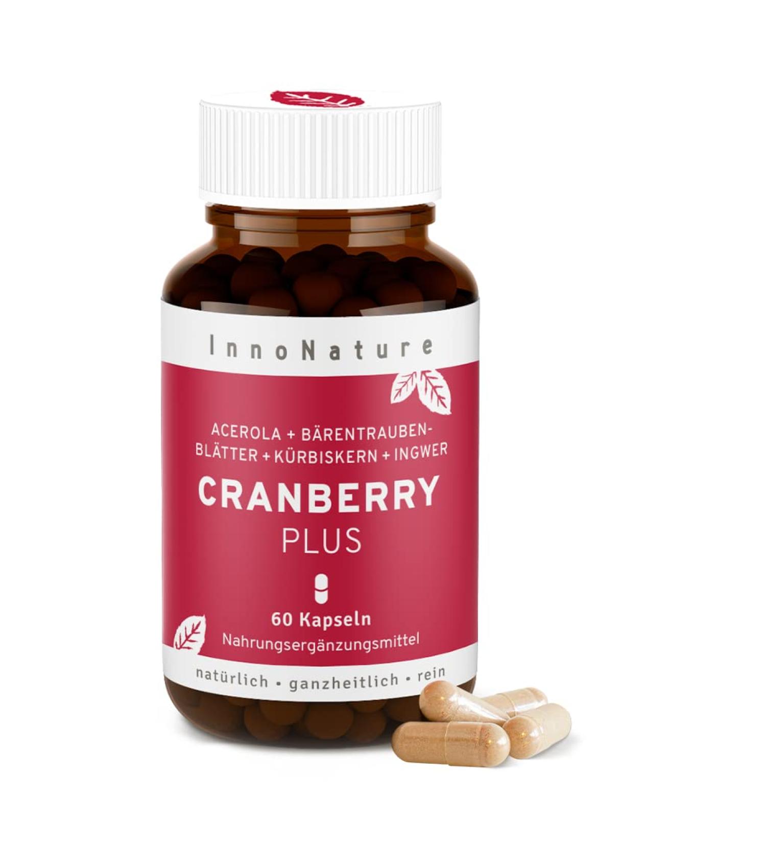 Buy Natural Cranberry Plus Capsules - High-Dose Vegan Formula with Acerola Bear Grape Leaves & Pumpkin Seeds - 60 Capsules Certified Animal-Protected - Buy Online on GoSupps.com