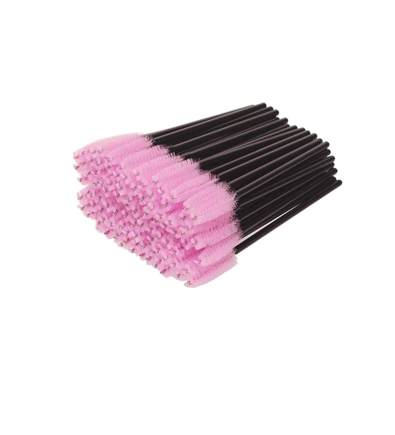 GetChance 300pcs Disposable Eyelash Brushes Mascara Brushes Wands Applicator Makeup Brush Kit Tool Pink 300pcs Pink