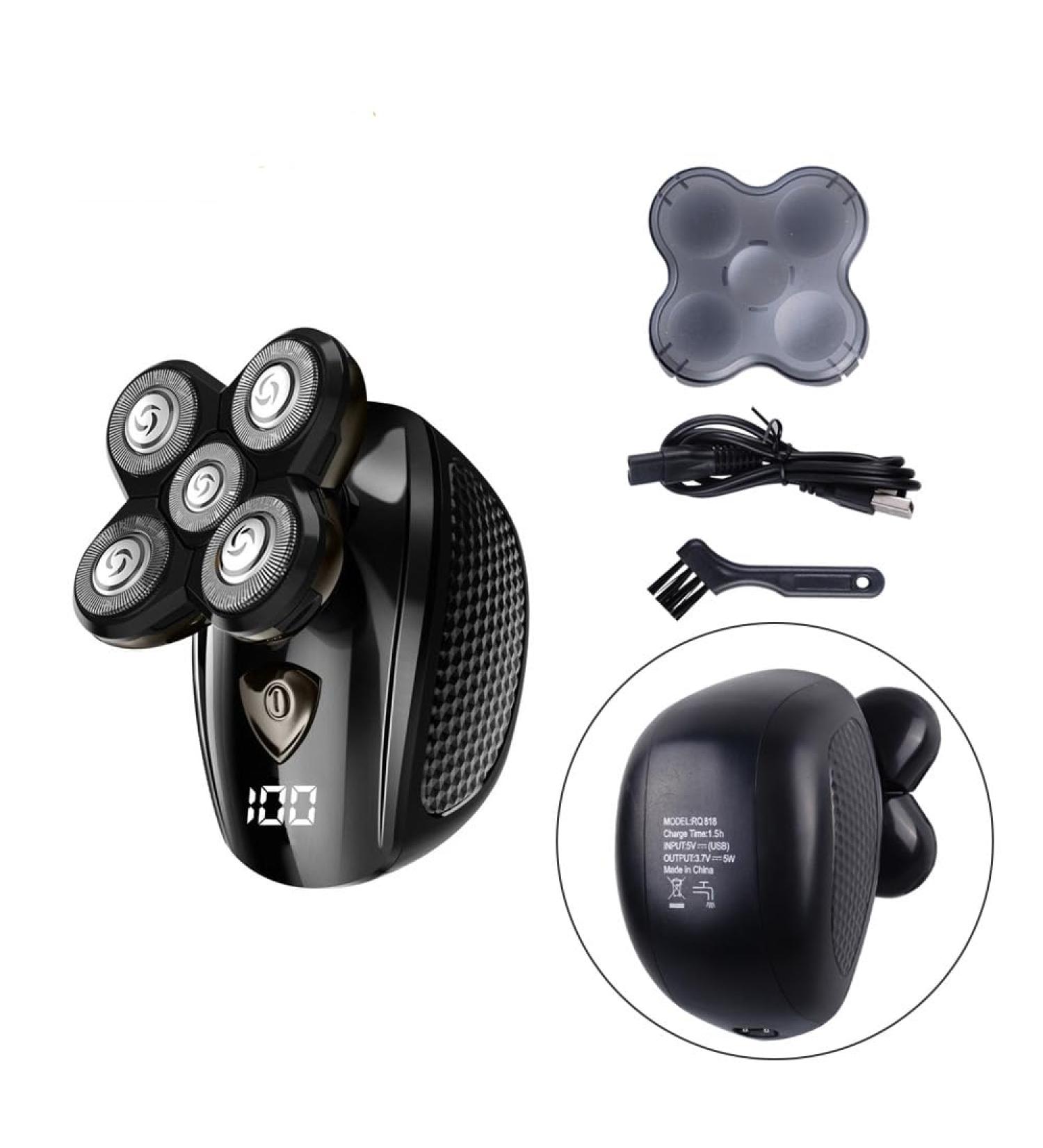 Head Shavers for Bald Men Electric Skull Head Razor Head Shaver Face Hair Trimmer Clippers 5 in 1 Mens Grooming Shaving Kit Cordless Dry/Wet IPX7 Waterproof Rechargeable