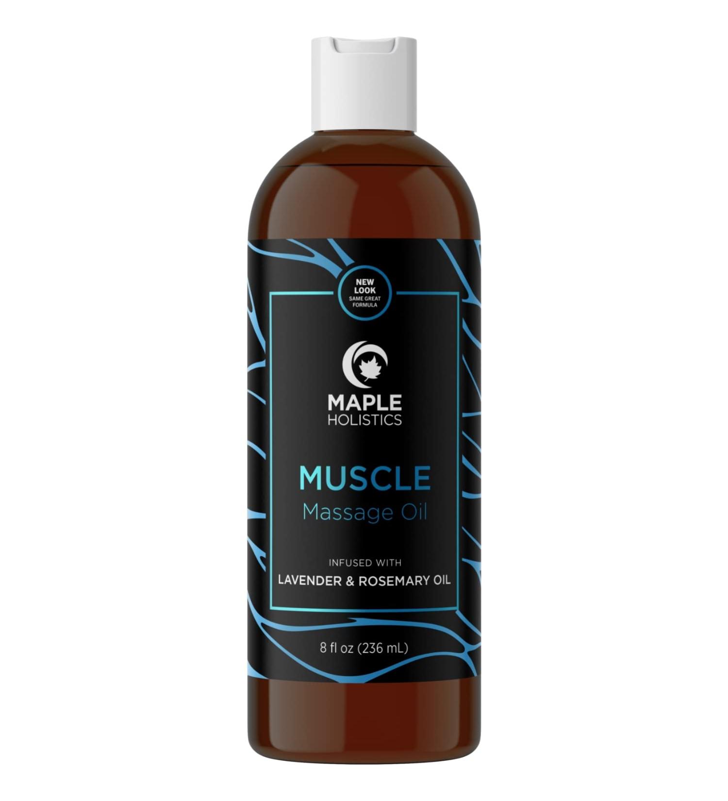 Muscle Relief Massage Oil with Lavender and Rosemary - Full Body Warming Therapy for Sore Muscles (8oz) - Buy Online on GoSupps.com