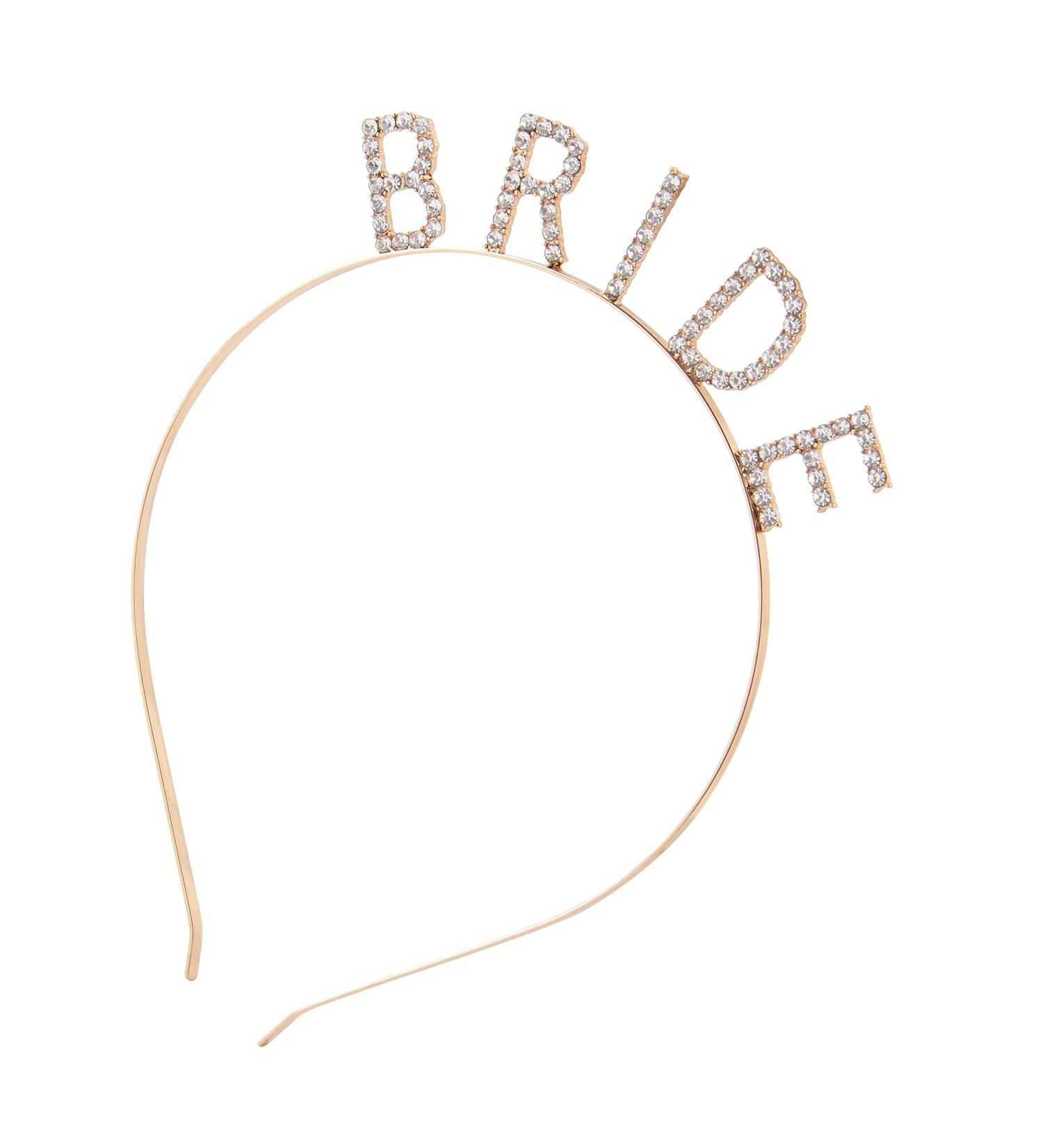 Golden Sparkling Rhinestone Bride Headband - Azure Zone Crystal Crown for Bachelorette Party - Buy Online on GoSupps.com