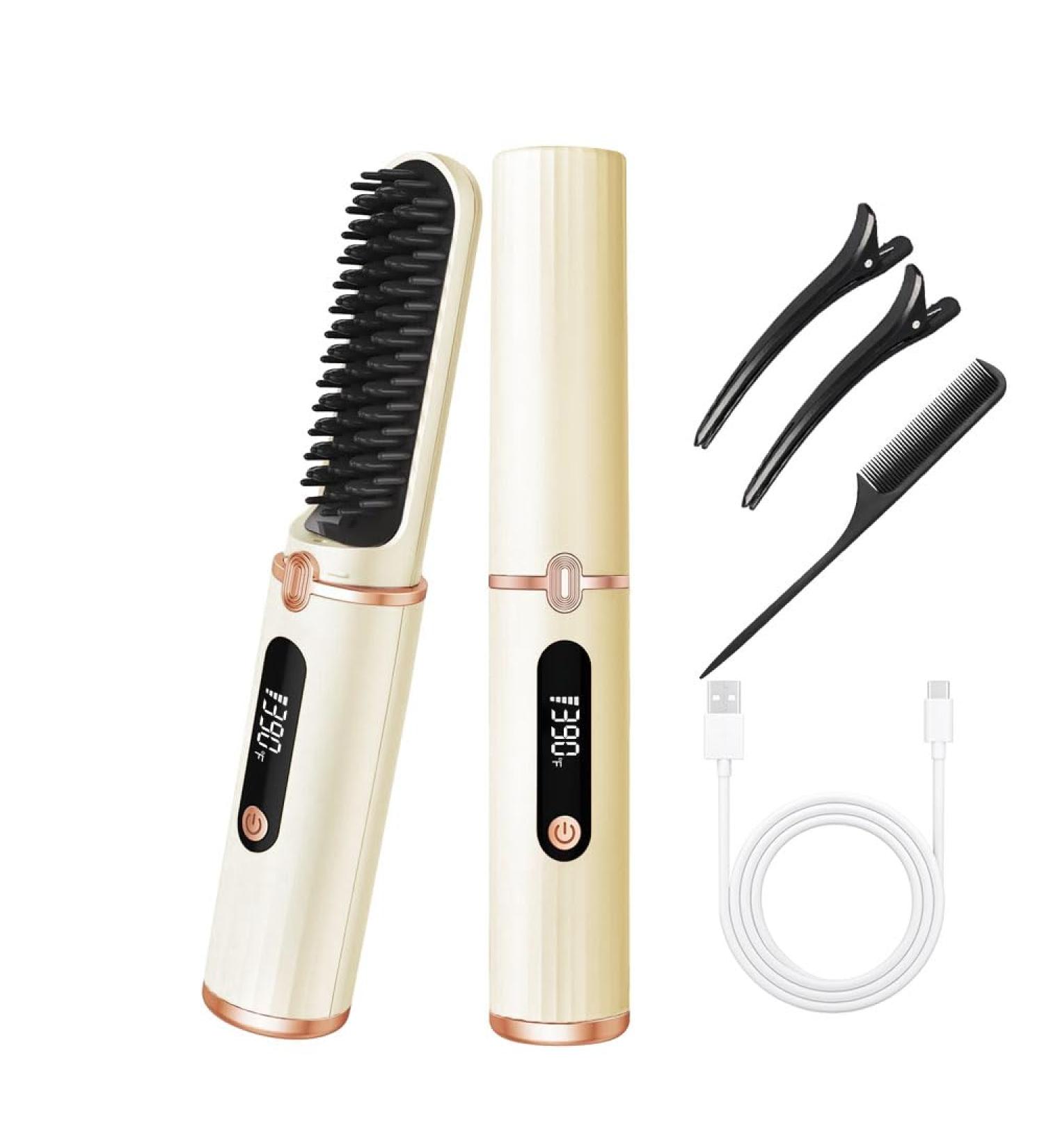 Cordless Hair Straightener Comb - Negative Ion Hot Brush for Travel & Home - Anti-Scald Hair Iron - Ideal Gift - Buy Online on GoSupps.com