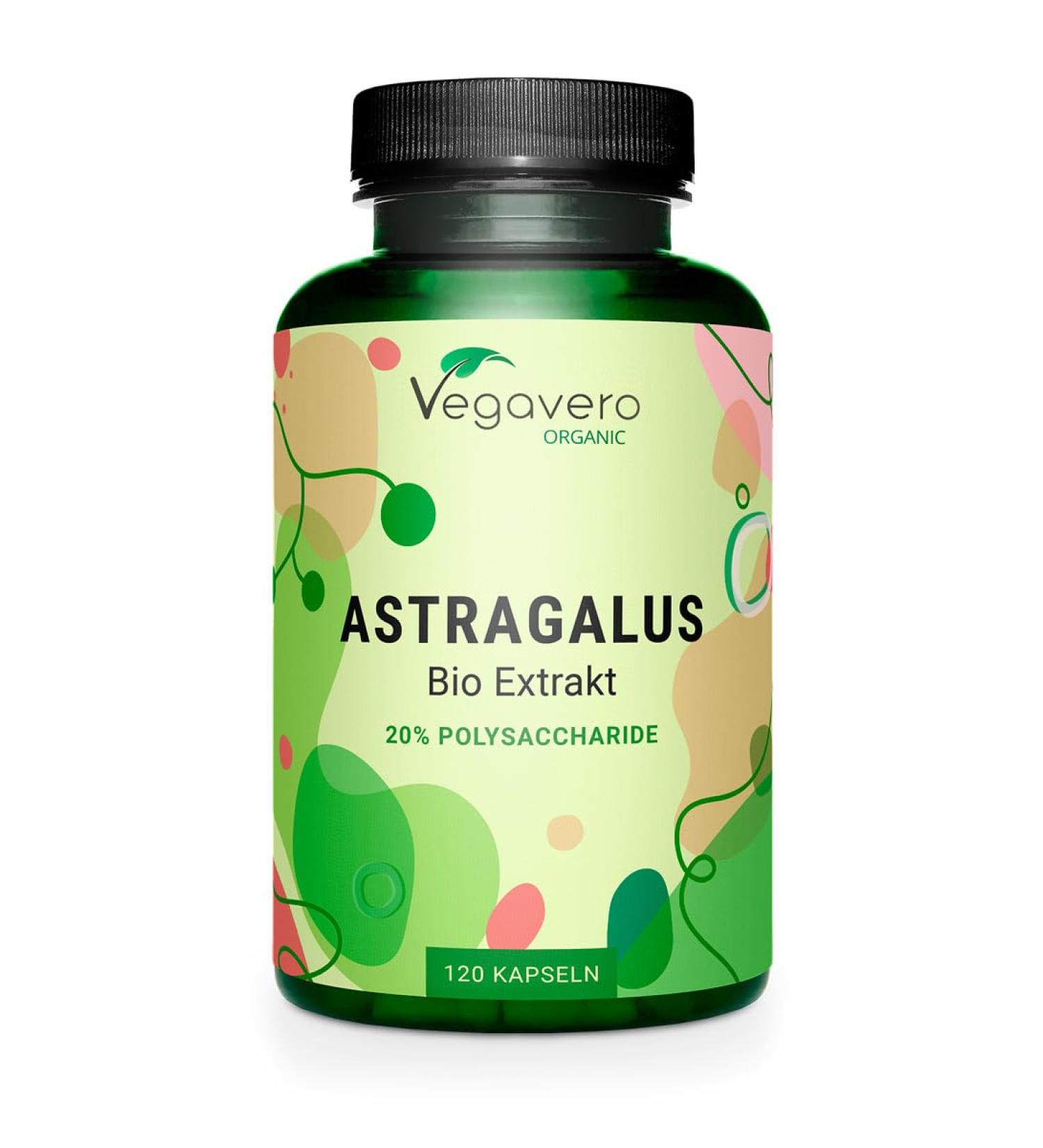 Bio Astragalus Capsules 750mg - Premium Organic Extract 15:1 | 20% Polysaccharides | Vegan | German Quality | No Additives - Vegavero  - Buy Online on GoSupps.com