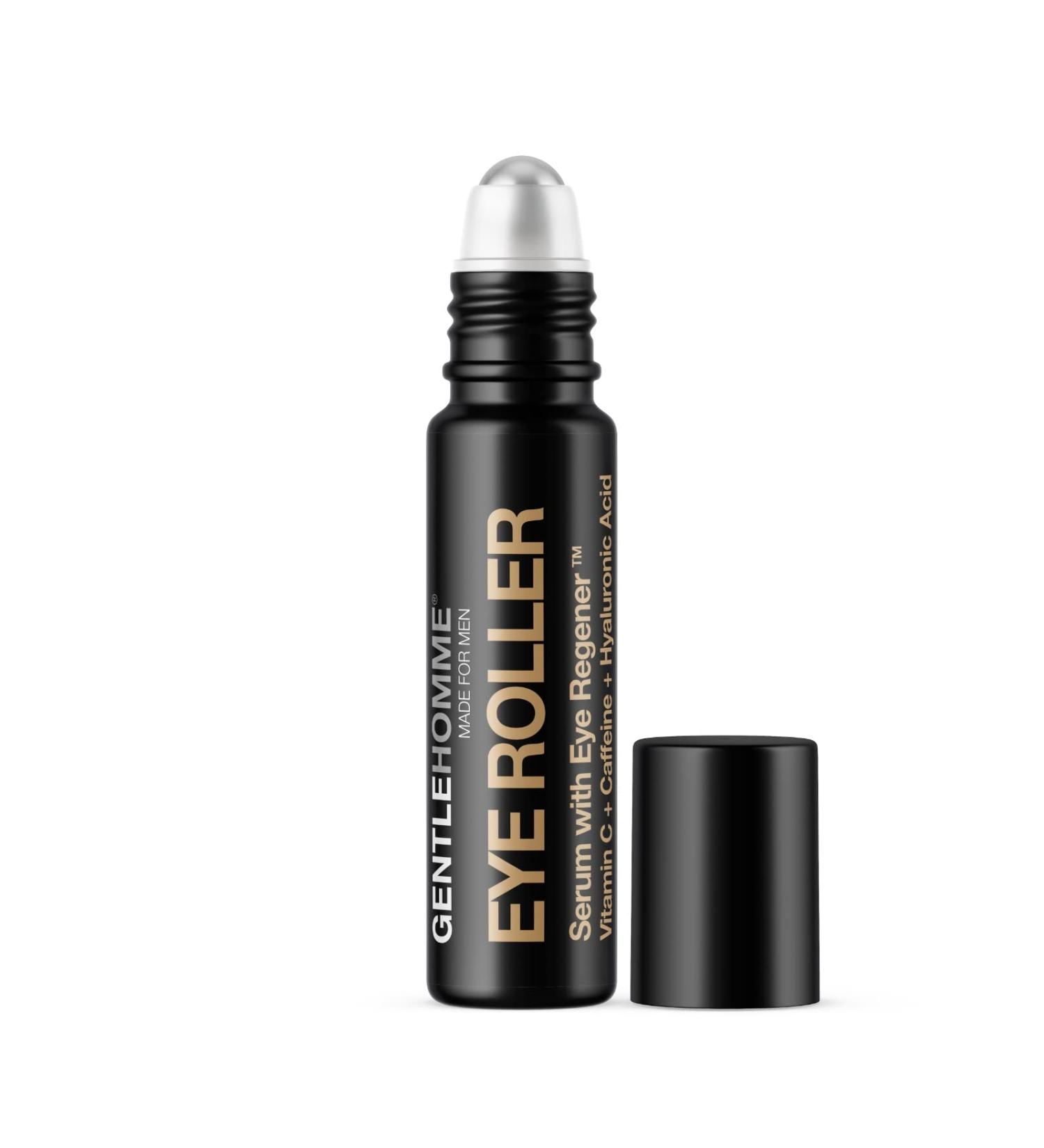 Men's Hyaluronic Acid & Caffeine Eye Roller Serum with Vitamin C - USA Made - Depuffing Roller Ball for Dark Circles & Puffiness - Anti-Aging Under Eye Serum Roller - 10ml - Buy Online on GoSupps.com