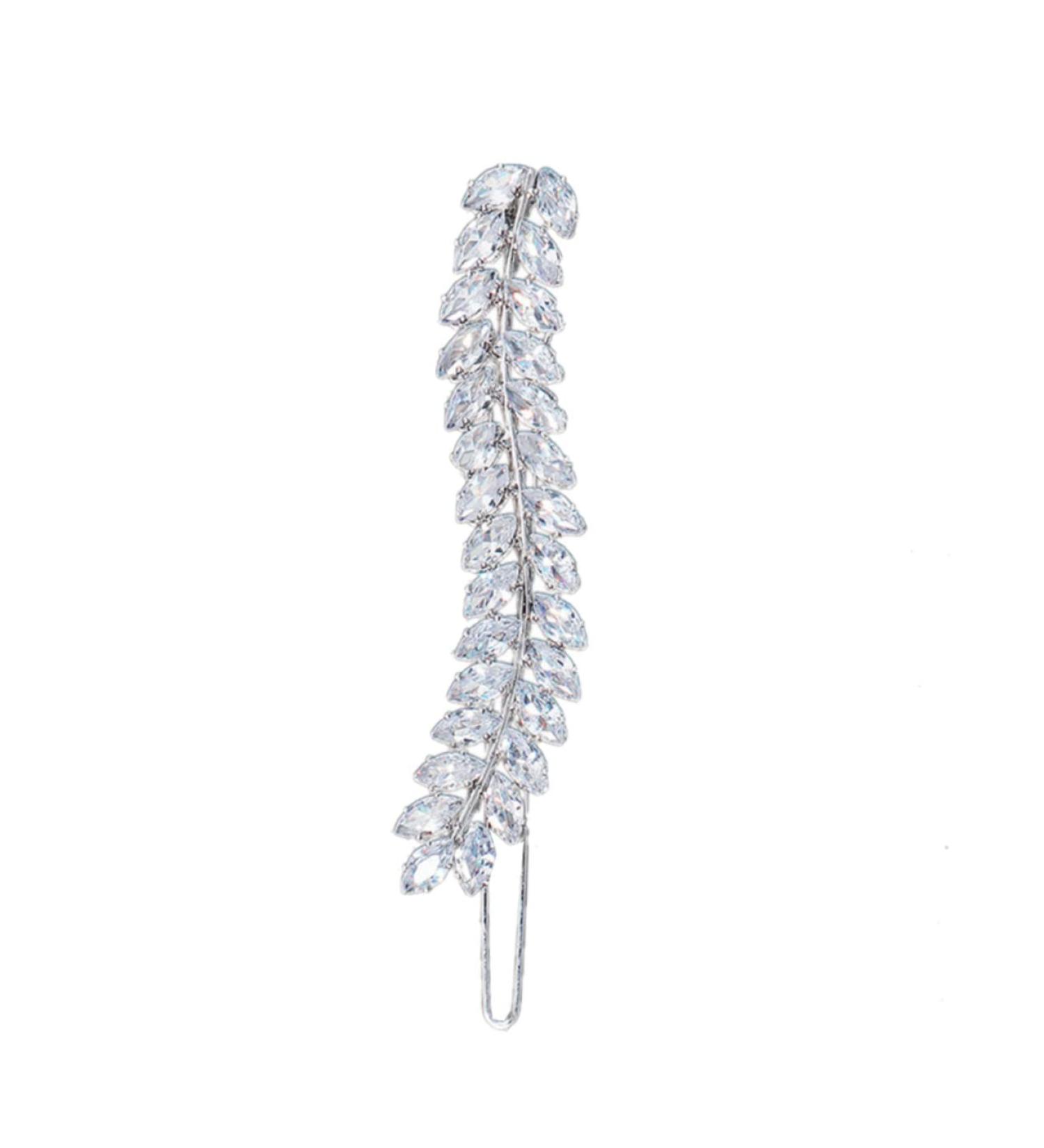 minkissy 1pc Inlaid Leaf Hairpin Girl Hair Clip Hair Clips Fashion Hairpin Hair Barrettes for Women Wedding Hair Accessories Leaf Design Hair Clip Rhinestones Issue Card Miss 7x1.2cm Silver - Buy Online on GoSupps.com
