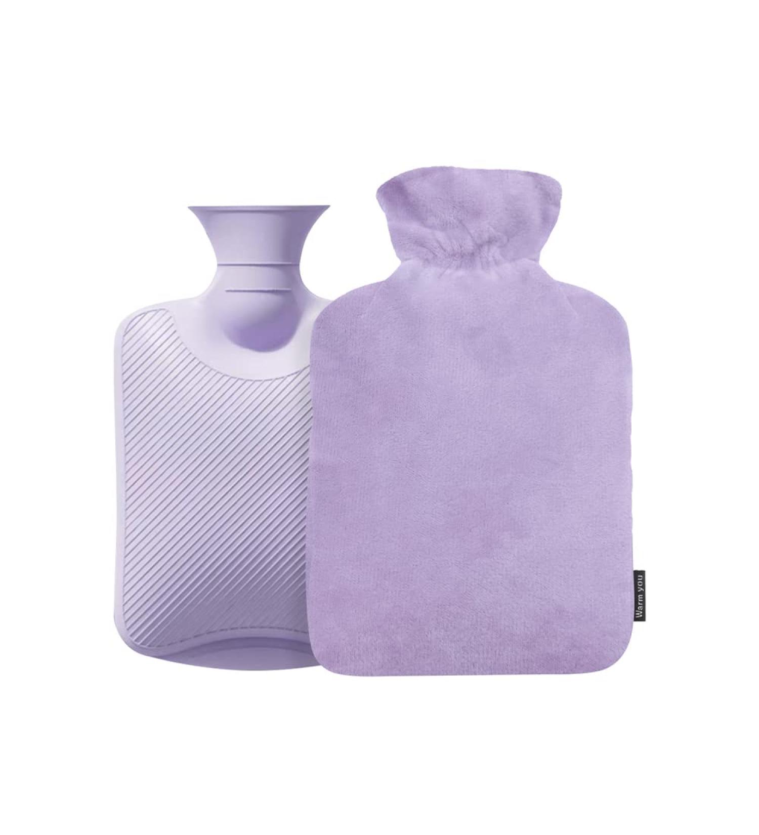 1L Hot Water Bottle with Soft Cover - 1000ml Hot Water Bag for Pain Relief - Purple - Buy Online on GoSupps.com