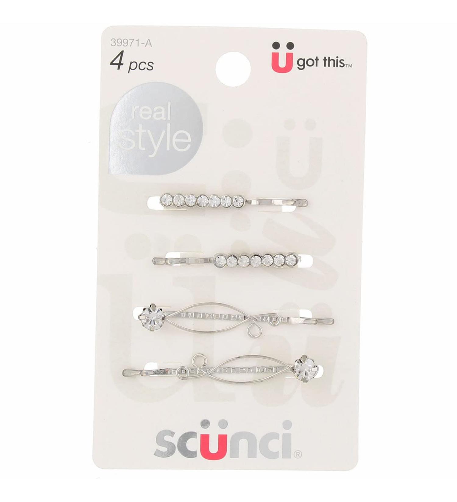 Scunci Real Style Spotlight Stone Bobby Pins - 4 Pack for Elegant Hair Accessories - Buy Online on GoSupps.com