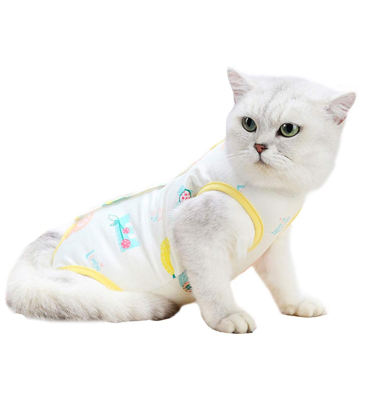 Cat Recovery Suit Professional After Surgery Wear Cat Clothes for Abdominal Wounds or Skin Diseases Breathable E-Collar for Cats Kitten (S:Yellow) S: Back Length: 21cm Yellow - Buy Online on GoSupps.com