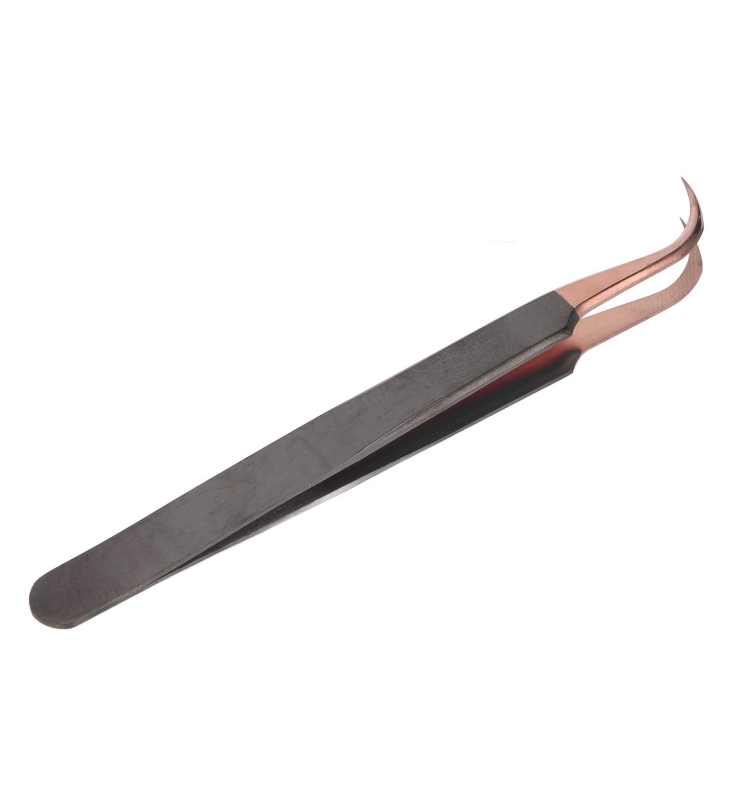 Eyelash Tweezers - Rose Gold Curved Ergonomic Stainless Steel for Salon Professionals | International Shipping - Buy Online on GoSupps.com