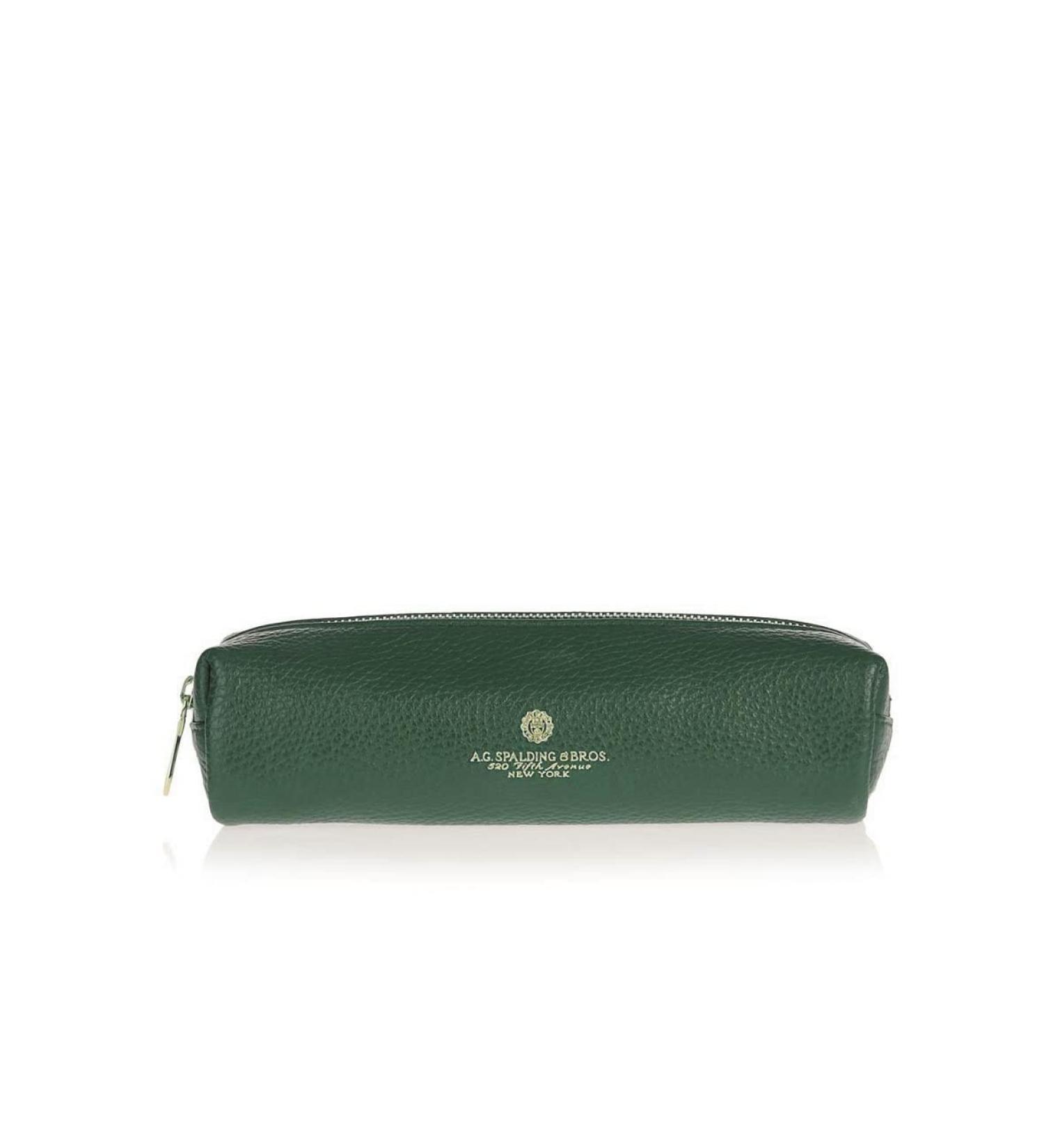 Leather pencil case Tiffany color: green closure with key