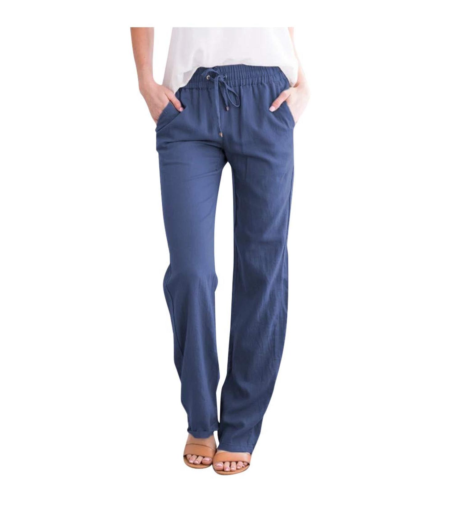 Buy Haiorziyou Women's Loose Linen Pants Summer Harem Capris & Yoga Styles in XXL Blue - Buy Online on GoSupps.com